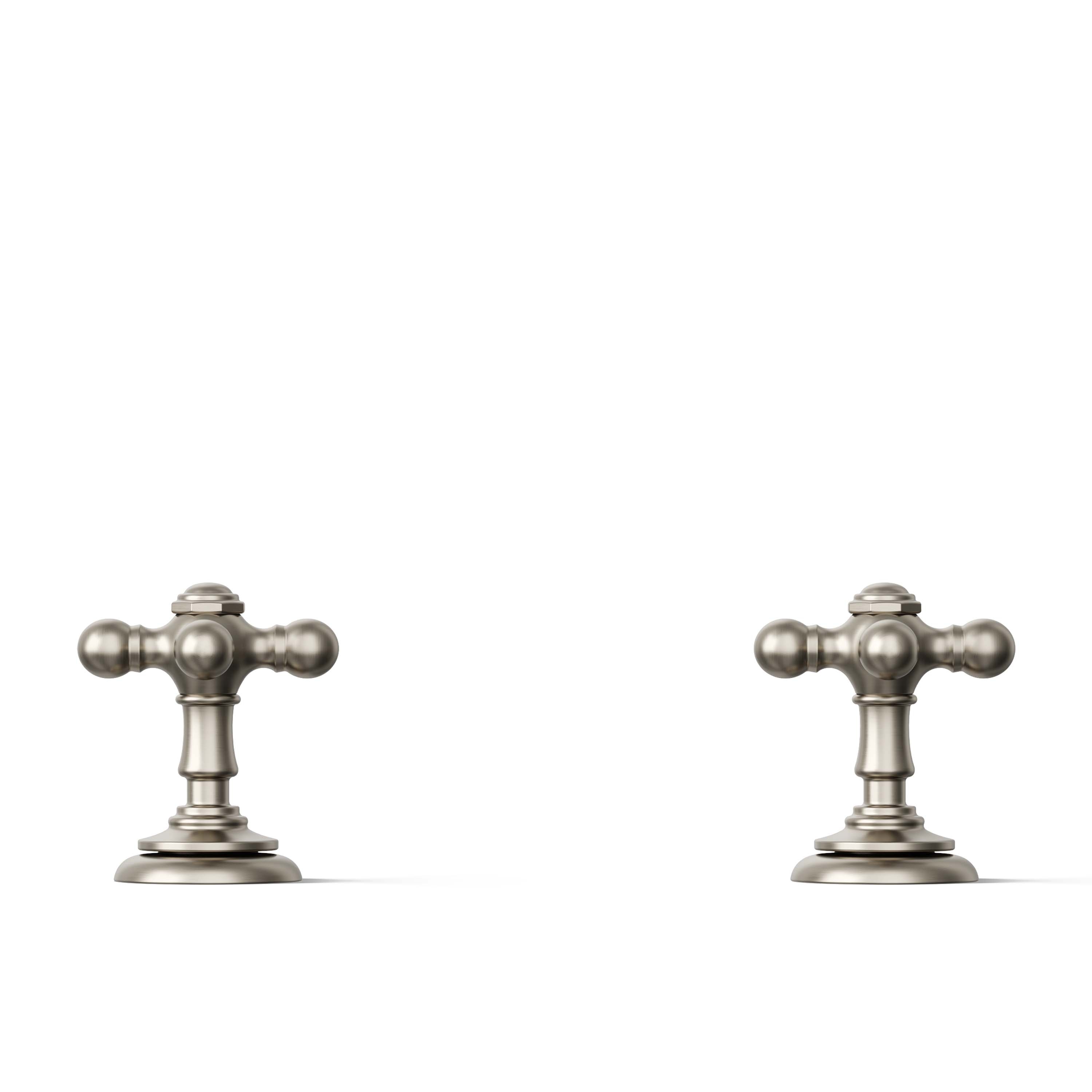 Llave de lavabo de baño de dos manijas en forma de cruz en níquel cepillado vibrante de KOHLER - Paquete de 2 manijas 98068-3-BN.