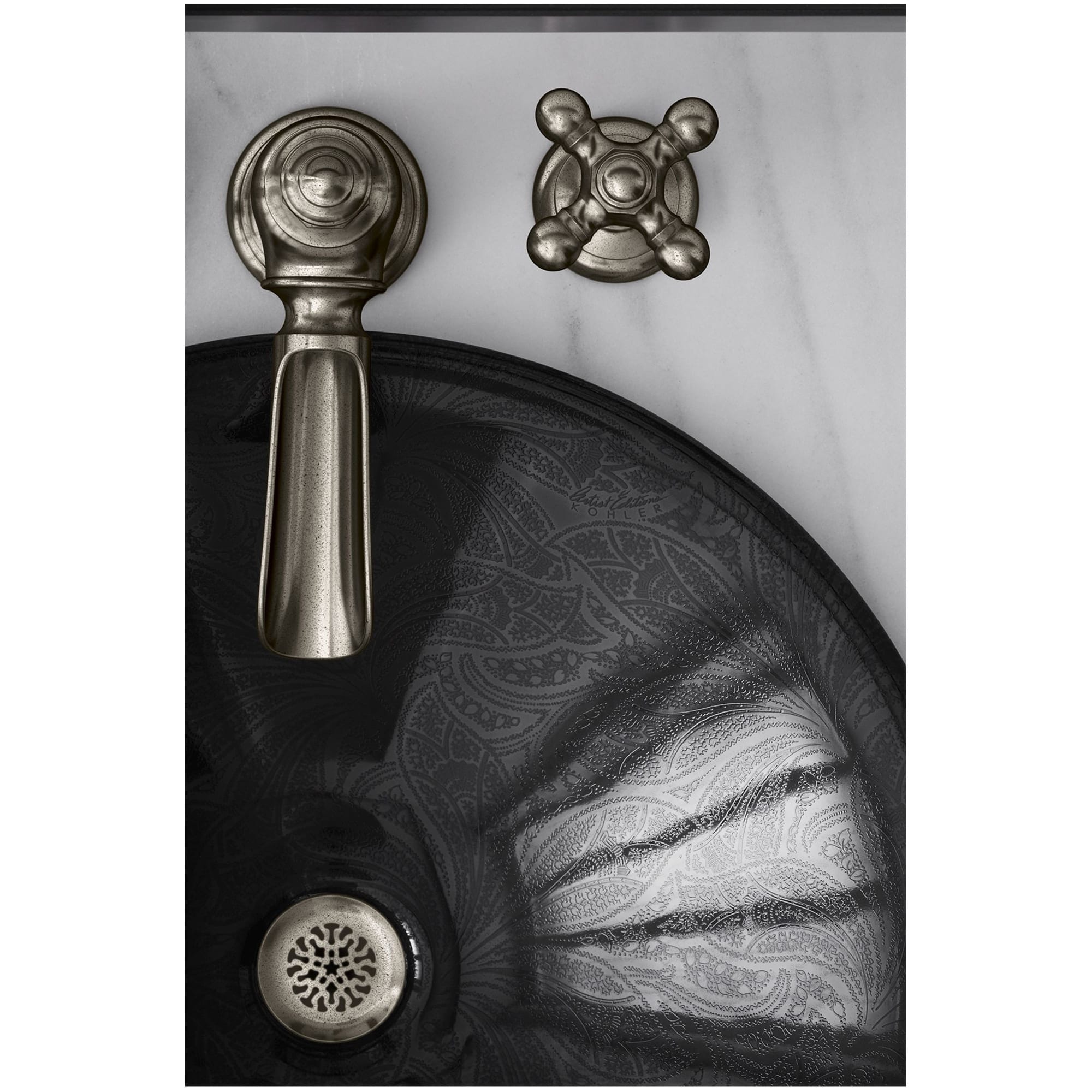 Llave mezcladora para lavabo con acabado en bronce frotado con aceite de 2 manijas cruzadas - paquete de 2