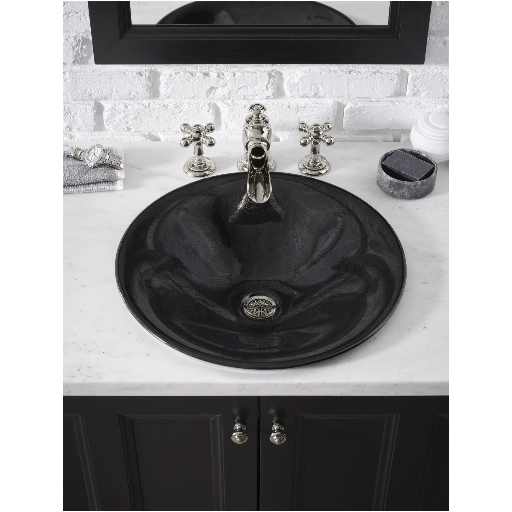 Llave mezcladora para lavabo con acabado en bronce frotado con aceite de 2 manijas cruzadas - paquete de 2