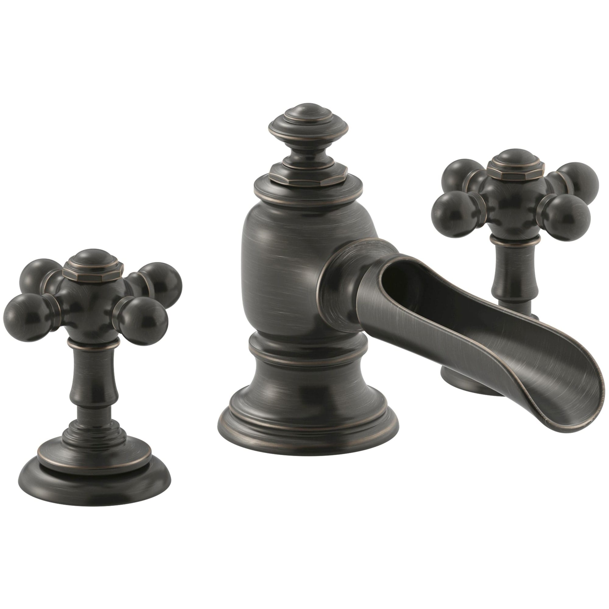 Llave mezcladora para lavabo con acabado en bronce frotado con aceite de 2 manijas cruzadas - paquete de 2