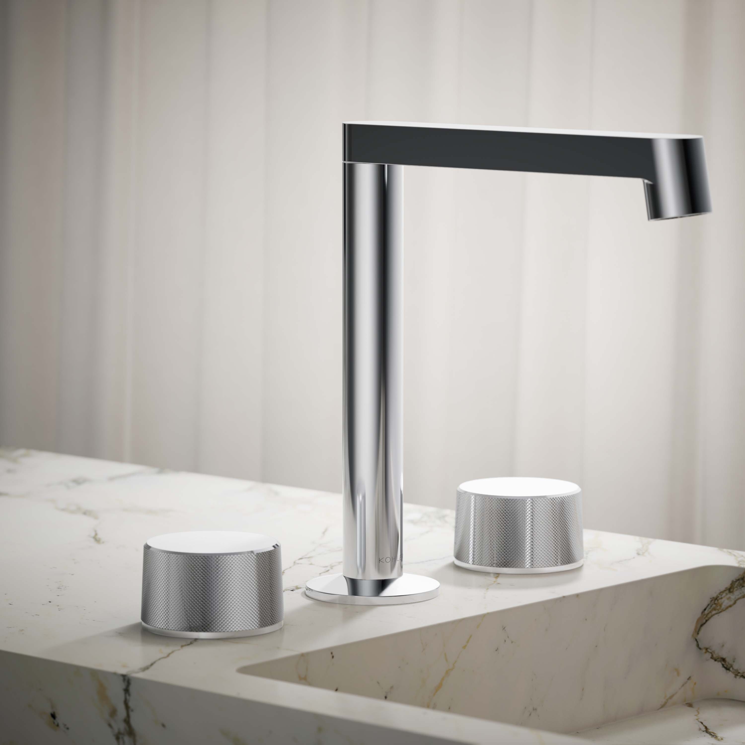 Manija del grifo para lavabo de baño cromado brillante con 2 asas K-77974-8-CP - Paquete de 2