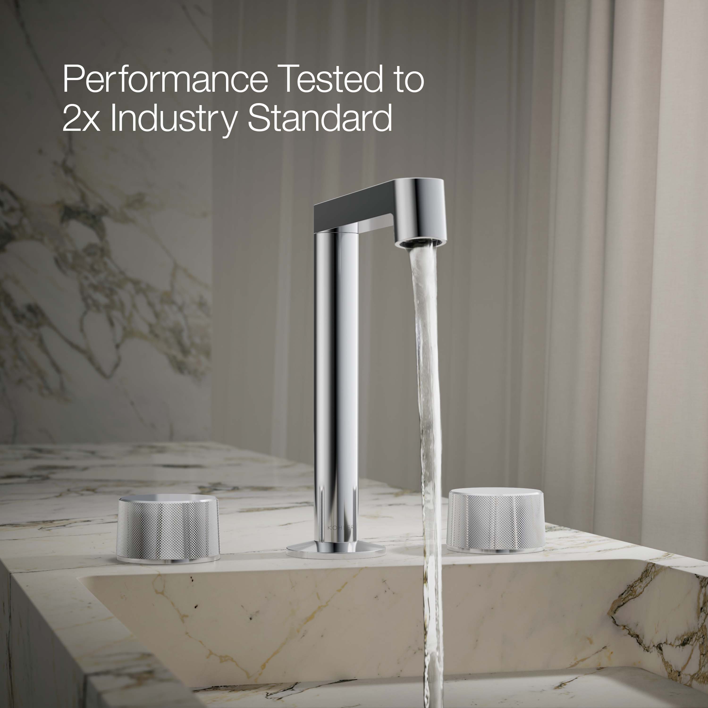 Manija del grifo para lavabo de baño cromado brillante con 2 asas K-77974-8-CP - Paquete de 2