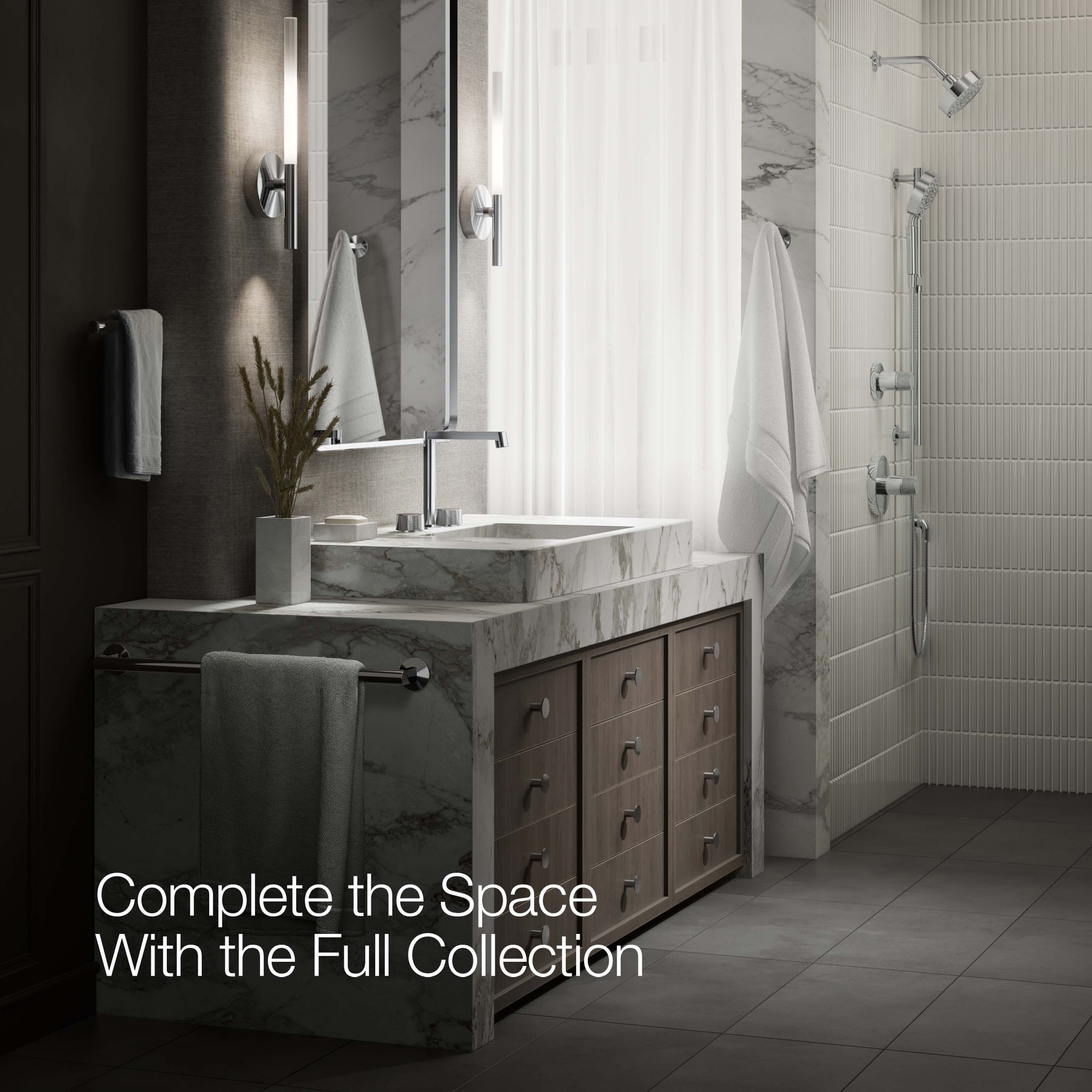 Manija del grifo para lavabo de baño cromado brillante con 2 asas K-77974-8-CP - Paquete de 2