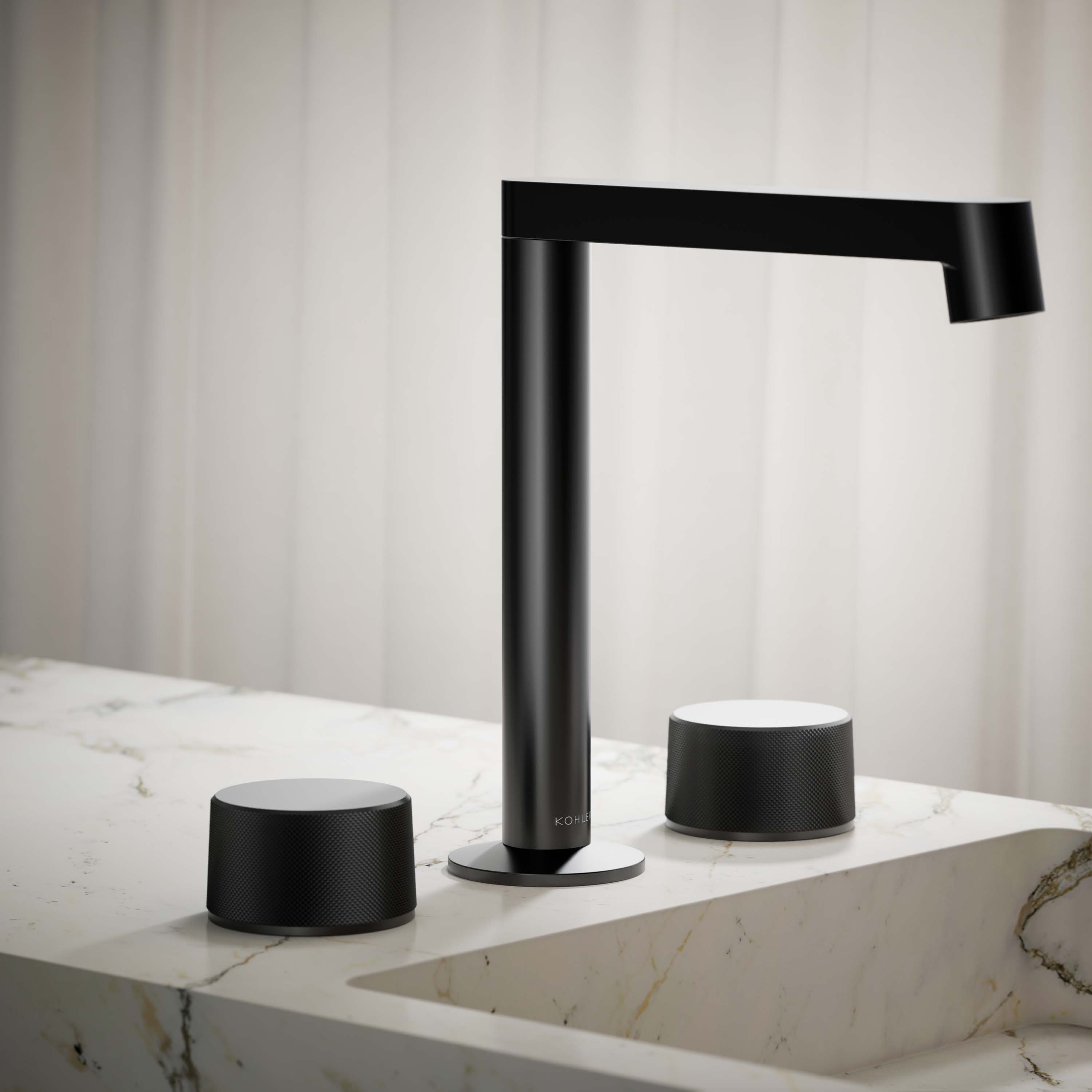 Manija de llave de grifo de lavabo con acabado negro mate de KOHLER de 2 asas - Paquete de 2 K-77974-8-BL