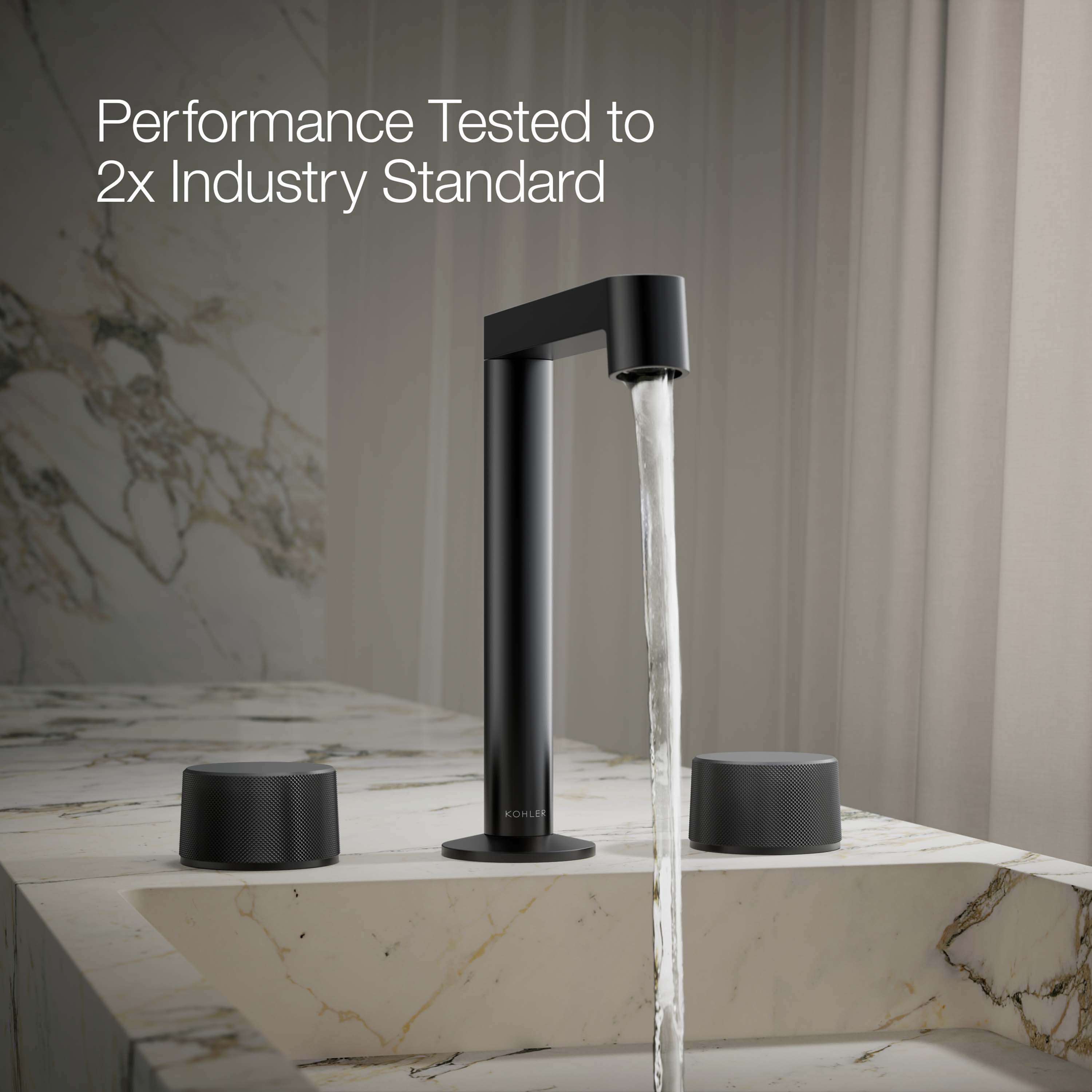 Manija de llave de grifo de lavabo con acabado negro mate de KOHLER de 2 asas - Paquete de 2 K-77974-8-BL