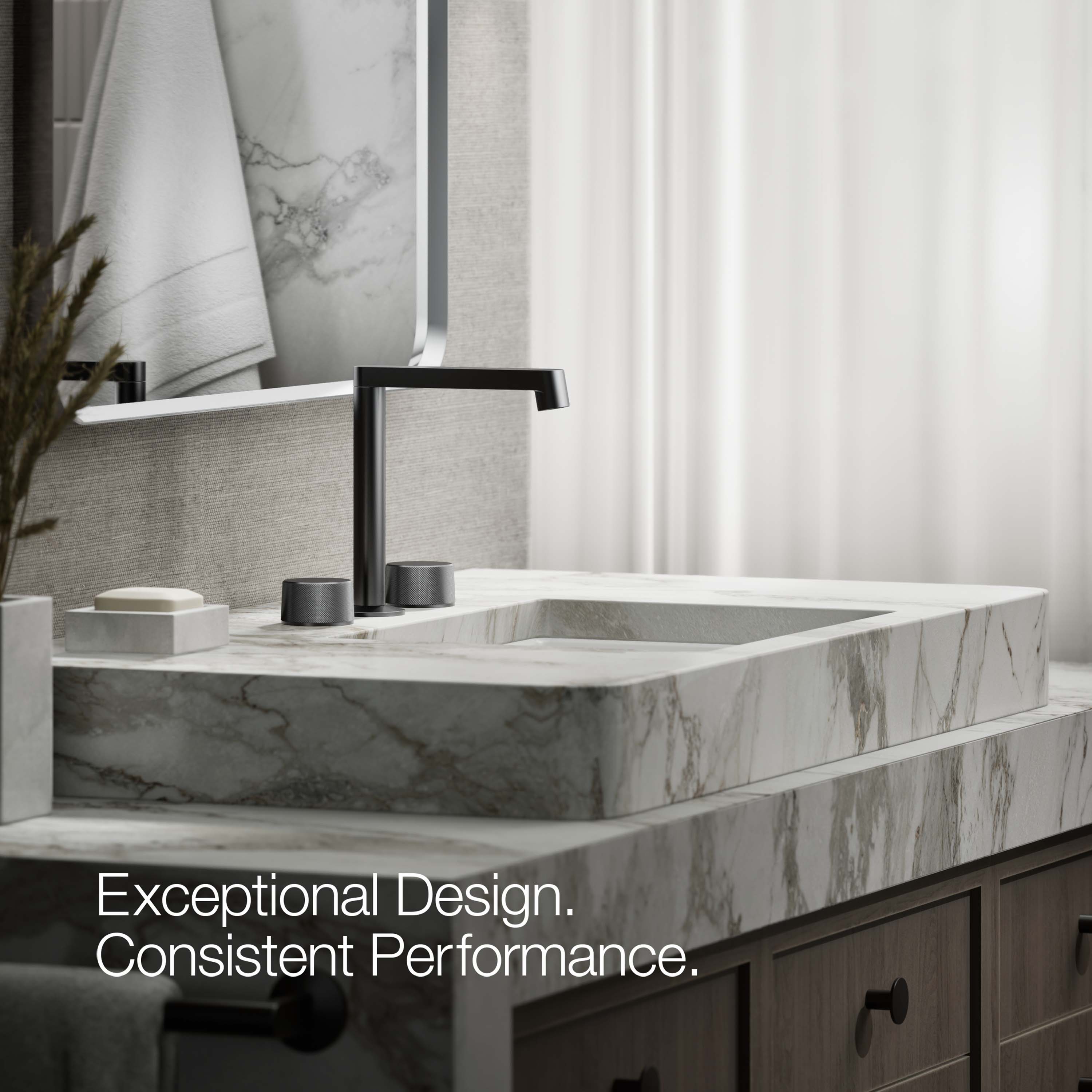 Manija de llave de grifo de lavabo con acabado negro mate de KOHLER de 2 asas - Paquete de 2 K-77974-8-BL