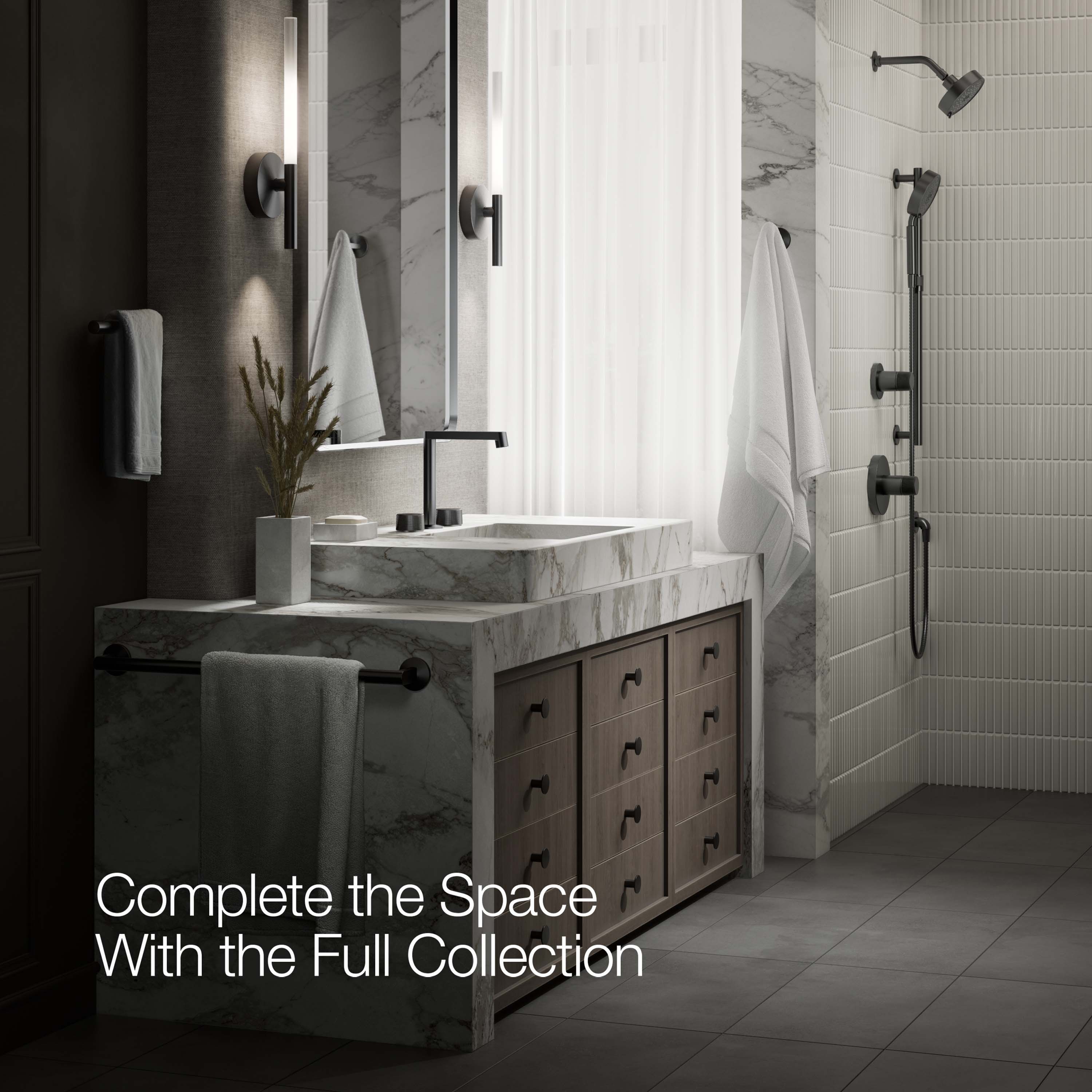 Manija de llave de grifo de lavabo con acabado negro mate de KOHLER de 2 asas - Paquete de 2 K-77974-8-BL