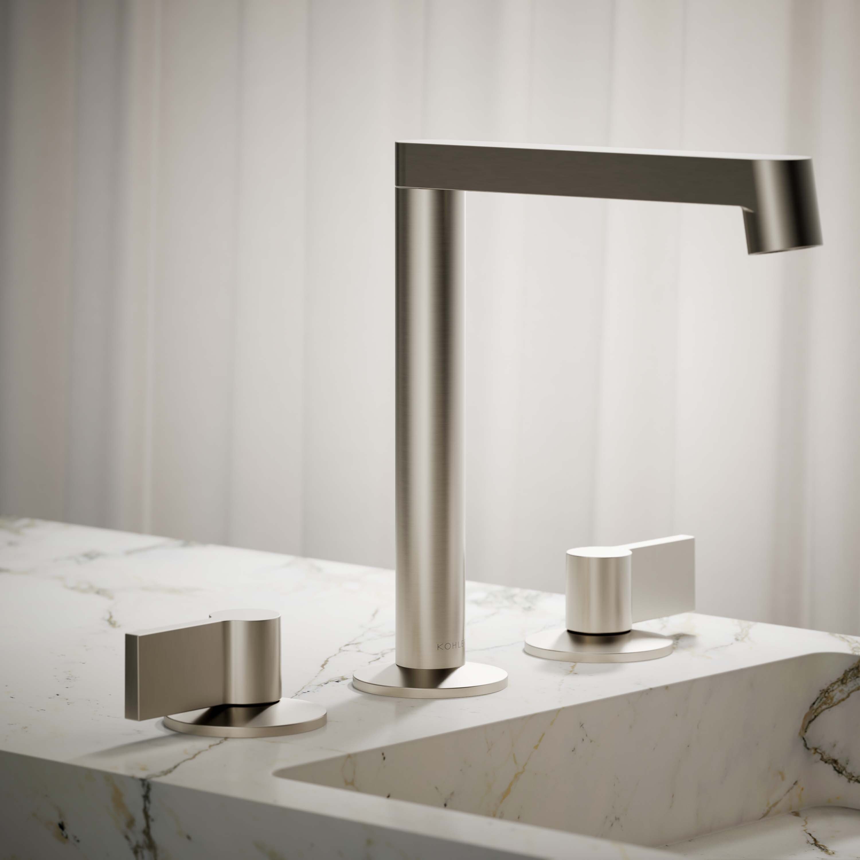 Manija de Grifo de Lavabo de Baño de 2 Manijas en Níquel Cepillado Brillante KOHLER K-77974-4-BN