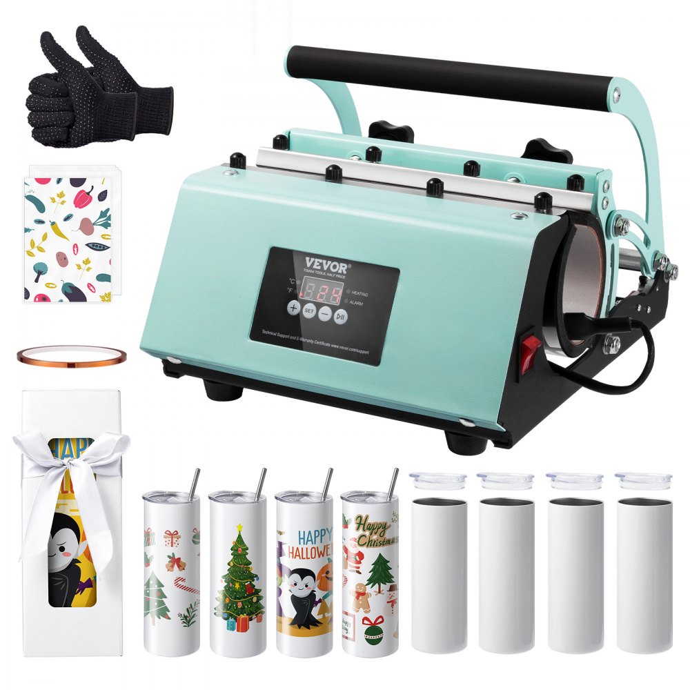 VEVOR Tumbler Heat Press Machine and Sublimation Tumblers, Tumbler Press Set with 8pcs 20OZ Blank Tumblers, Mug Press Cup Press for 11-30oz Tumblers Mug, with Heat Transfer Paper, Gloves, Tape - 30OZKBJSHBTZ1F1VGV1