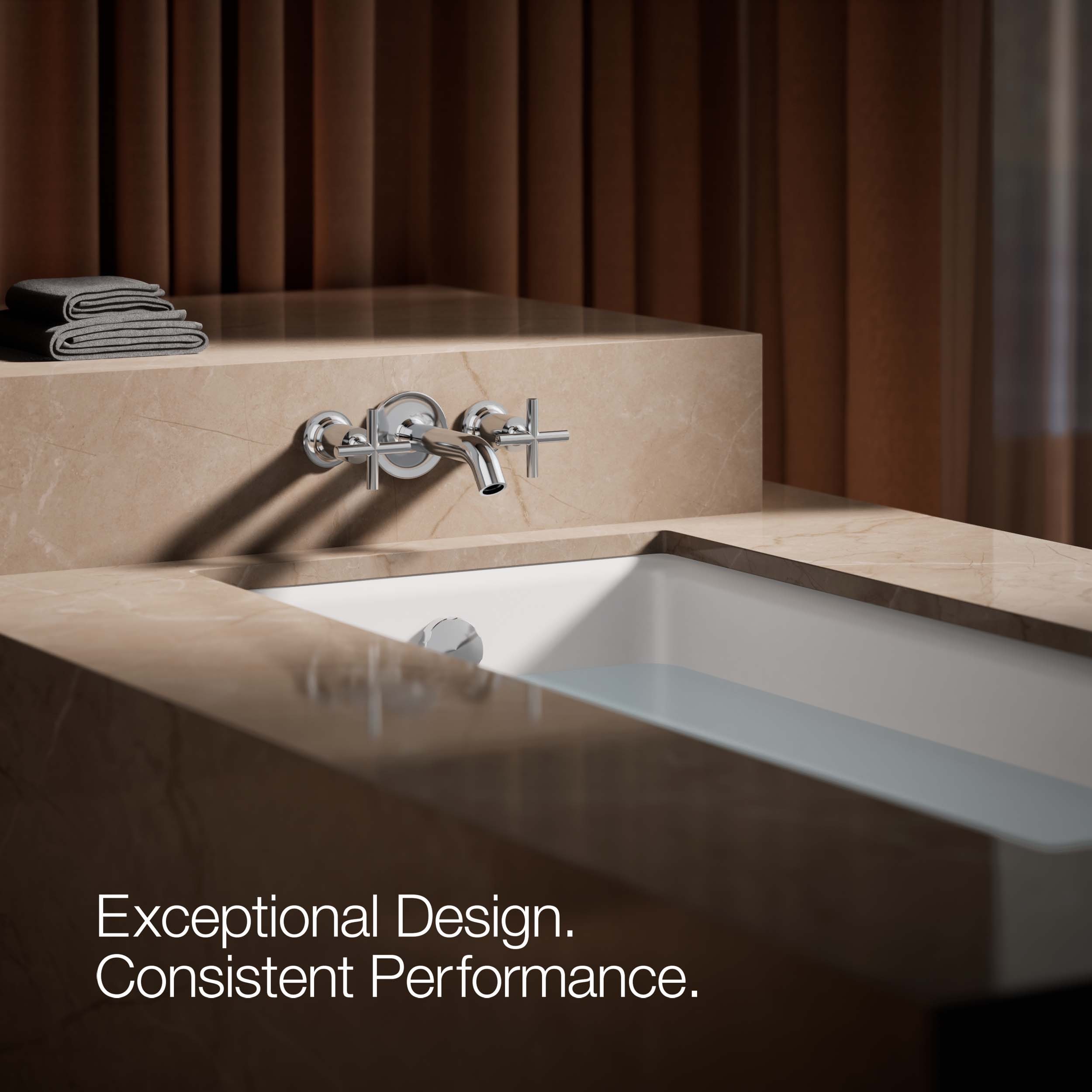 Llave de bañera con cruz cromada pulida de 2 manijas KOHLER - Paquete de 2 - T14429-3-CP