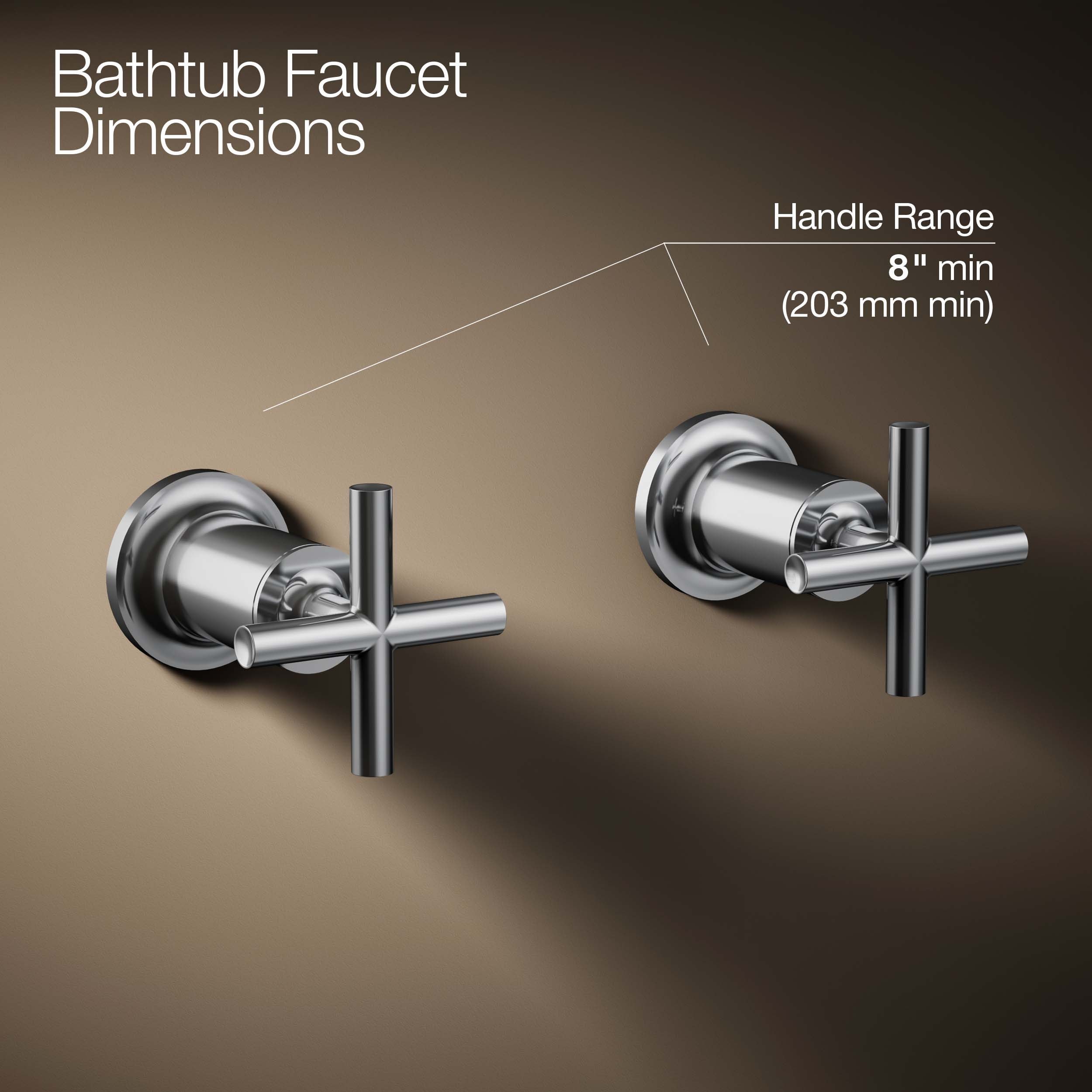 Llave de bañera con cruz cromada pulida de 2 manijas KOHLER - Paquete de 2 - T14429-3-CP