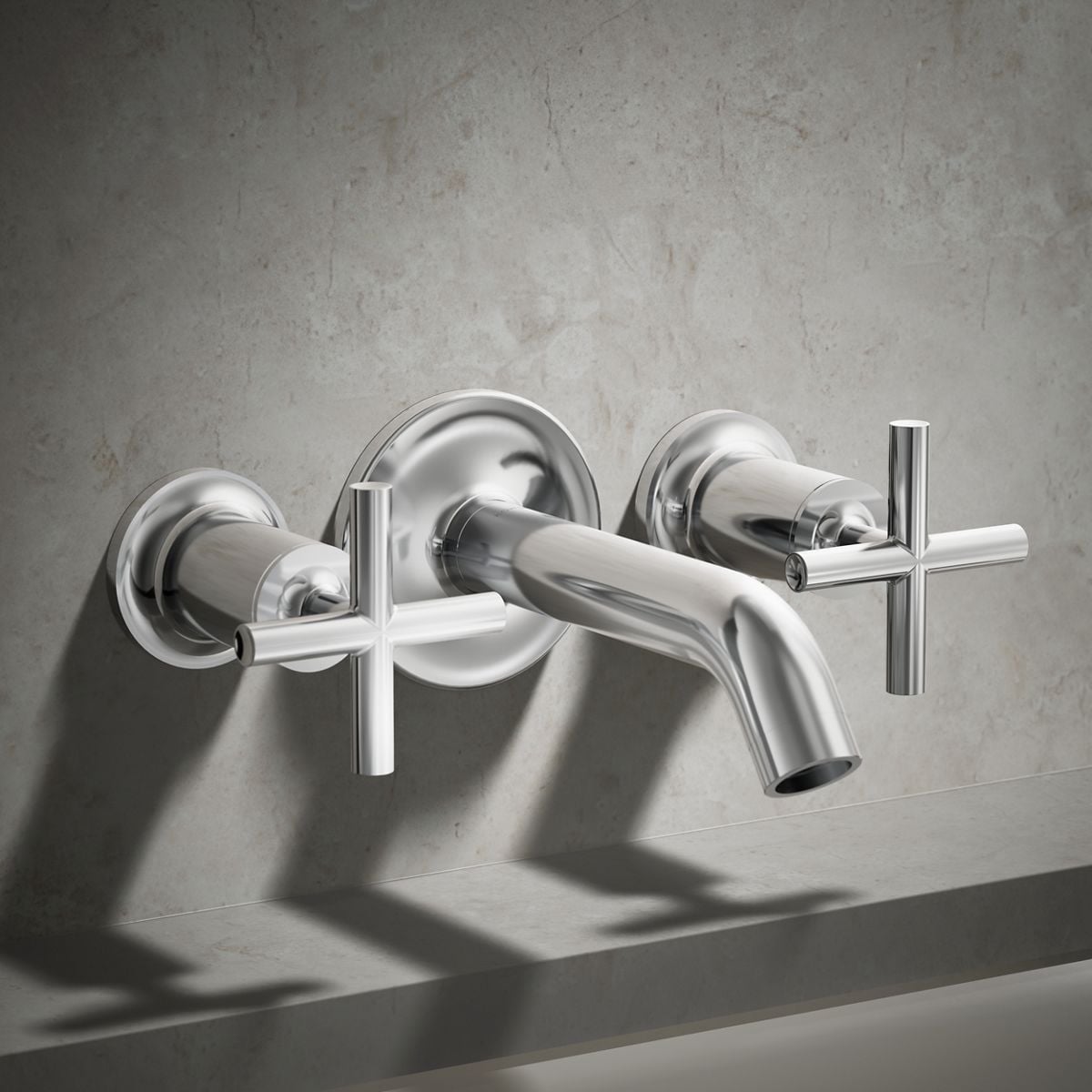 Llave de bañera con cruz cromada pulida de 2 manijas KOHLER - Paquete de 2 - T14429-3-CP