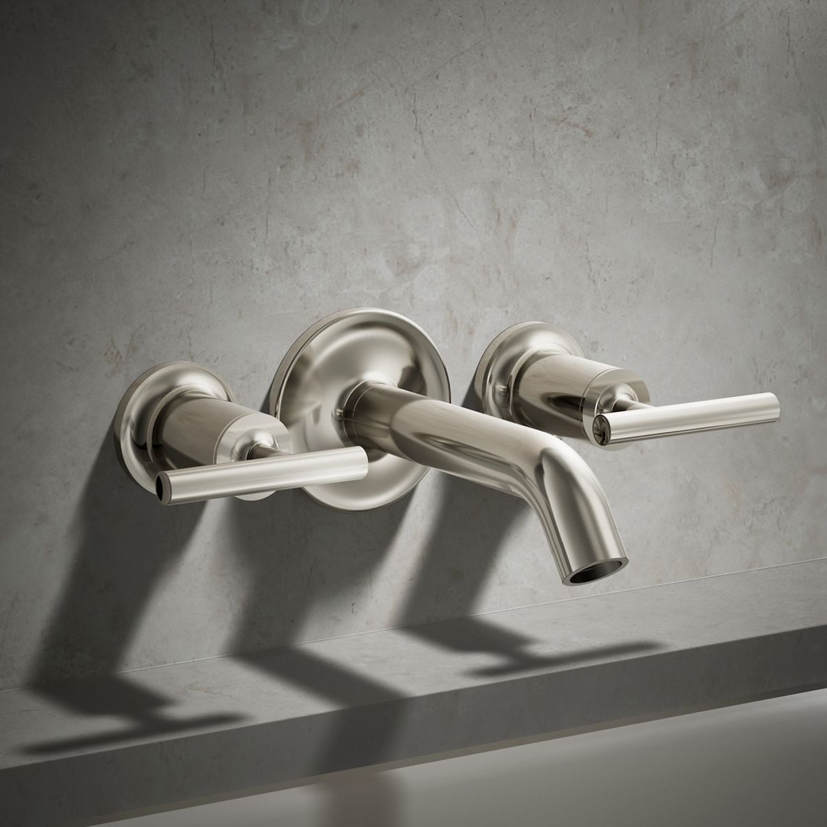 Manija de la llave de la llave de la bañera de dos manijas en níquel pulido vibrante KOHLER T14429-4-SN