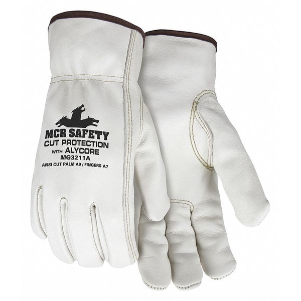 Guantes resistentes a cortes Mcr Safety, Nivel de corte A9, blanco, L - MG3211AL.