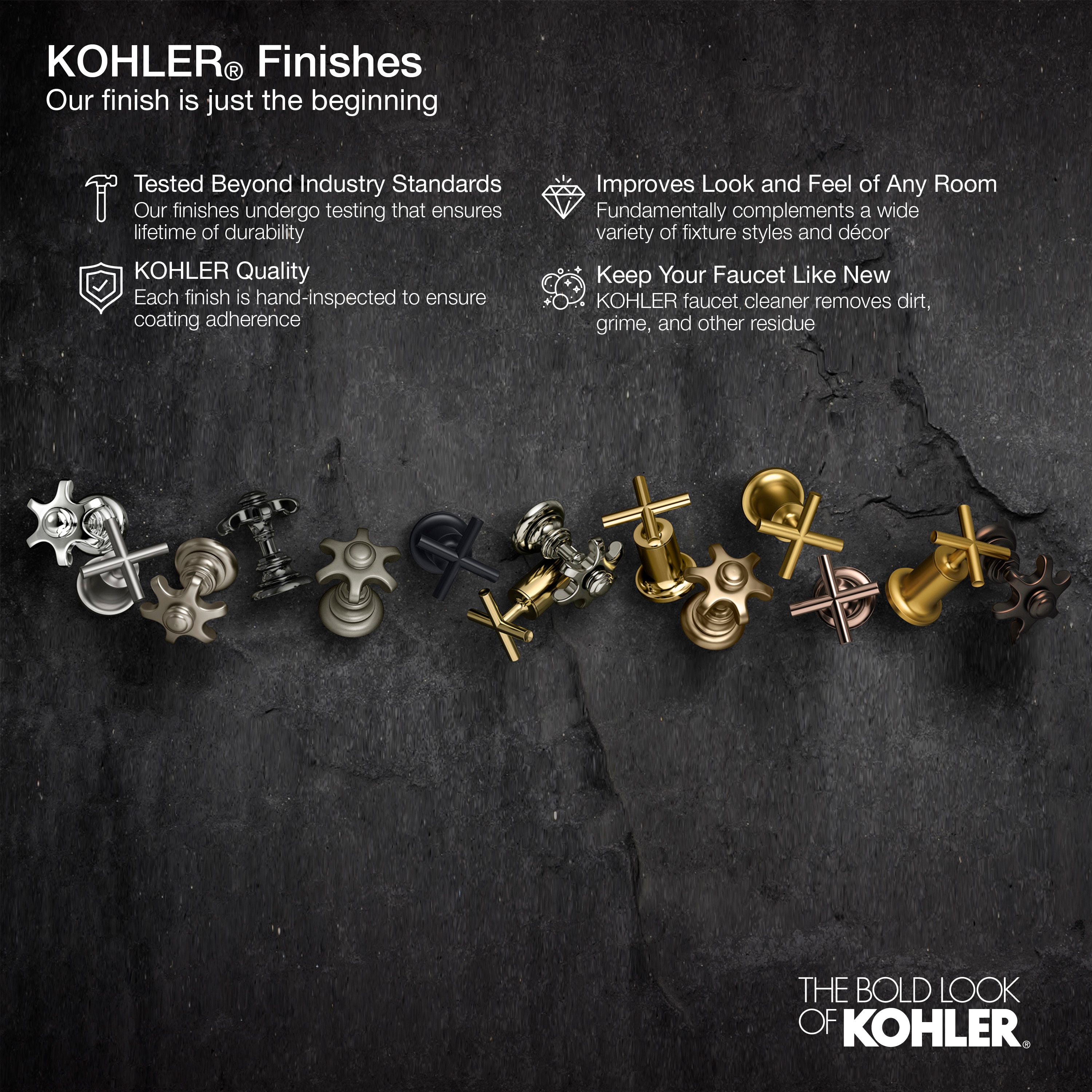 Manija de llave de la regadera con acabado negro mate de KOHLER de 2 manijas - K-T14489-4-BL