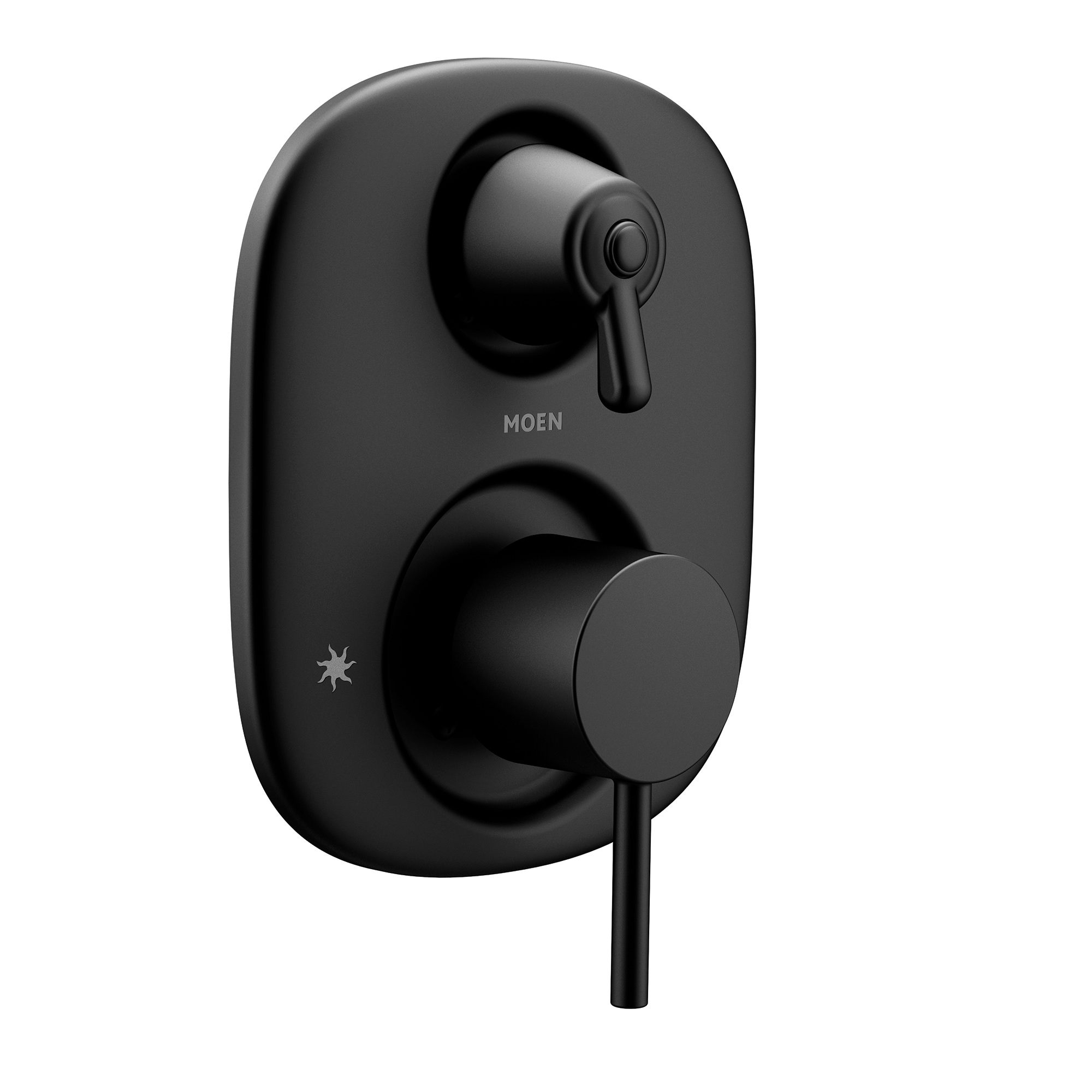Manija de llave de grifo de ducha de palanca de dos asas en negro mate de Moen T3290BL.