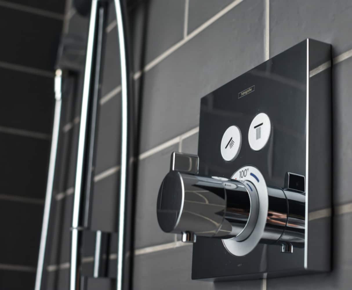 Manija de la regadera en níquel cepillado de Hansgrohe