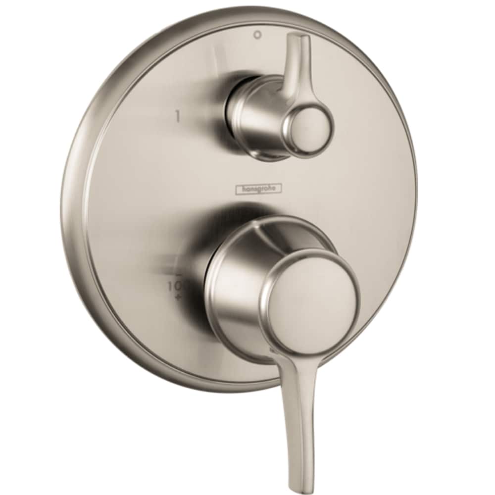 Maneral de grifo para regadera de dos manijas en níquel cepillado Hansgrohe 04449820