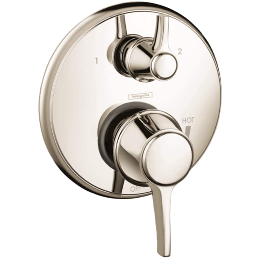 Maneral de grifo para regadera con dos manijas en níquel pulido Hansgrohe 04449830