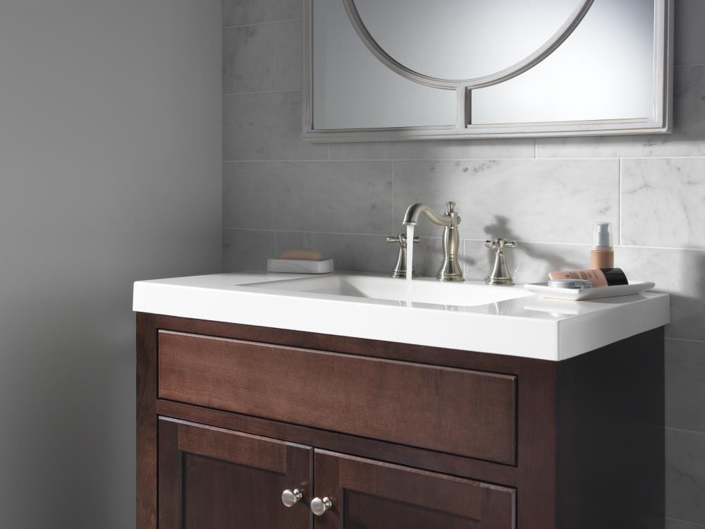 Manija para grifos de lavabo con cruz de acero inoxidable Delta - Paquete de 2, modelo H295SS.