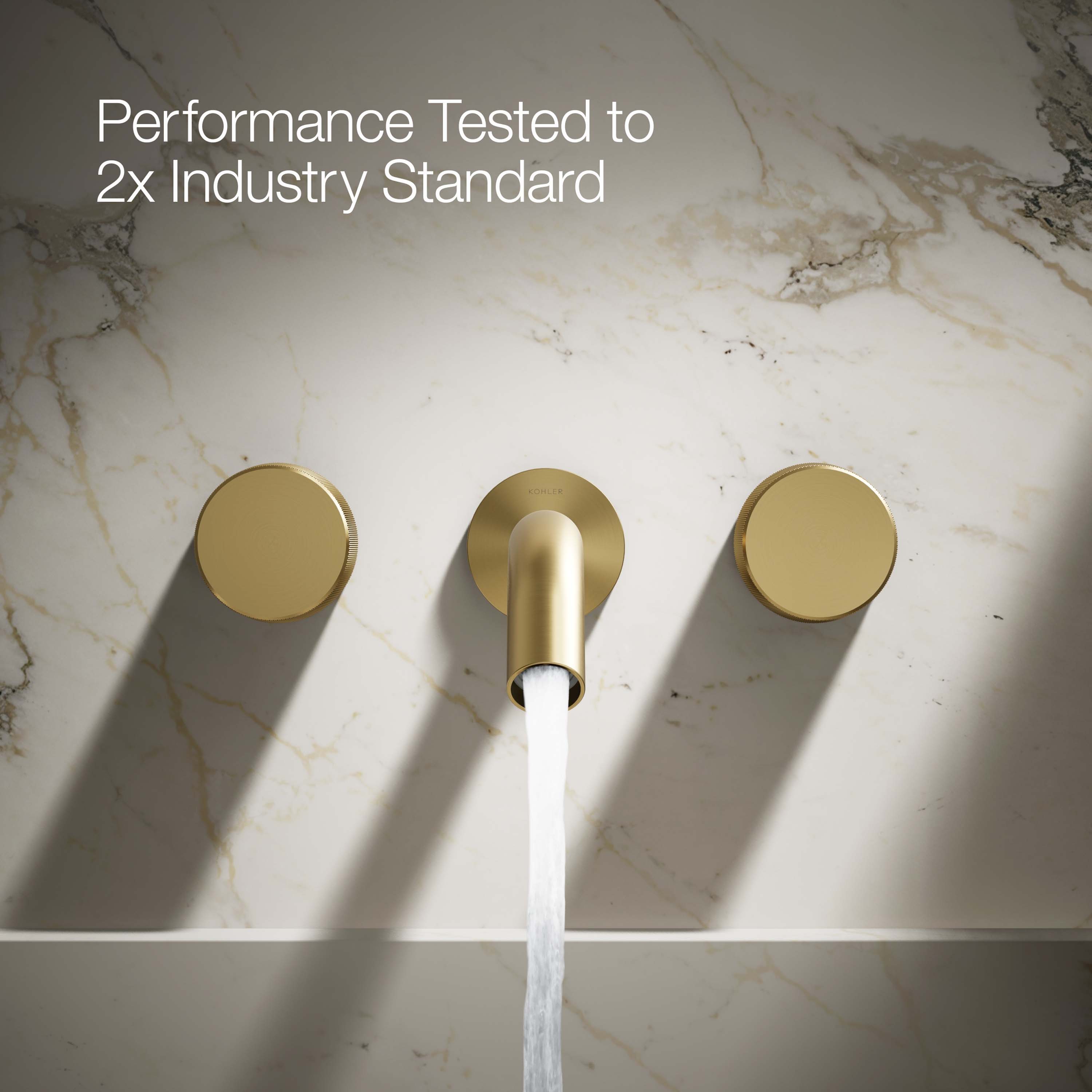 Maneral de grifería para lavabo de baño de dos manijas en latón moderno cepillado brillante KOHLER Vibrant - K-T77981-8-2MB