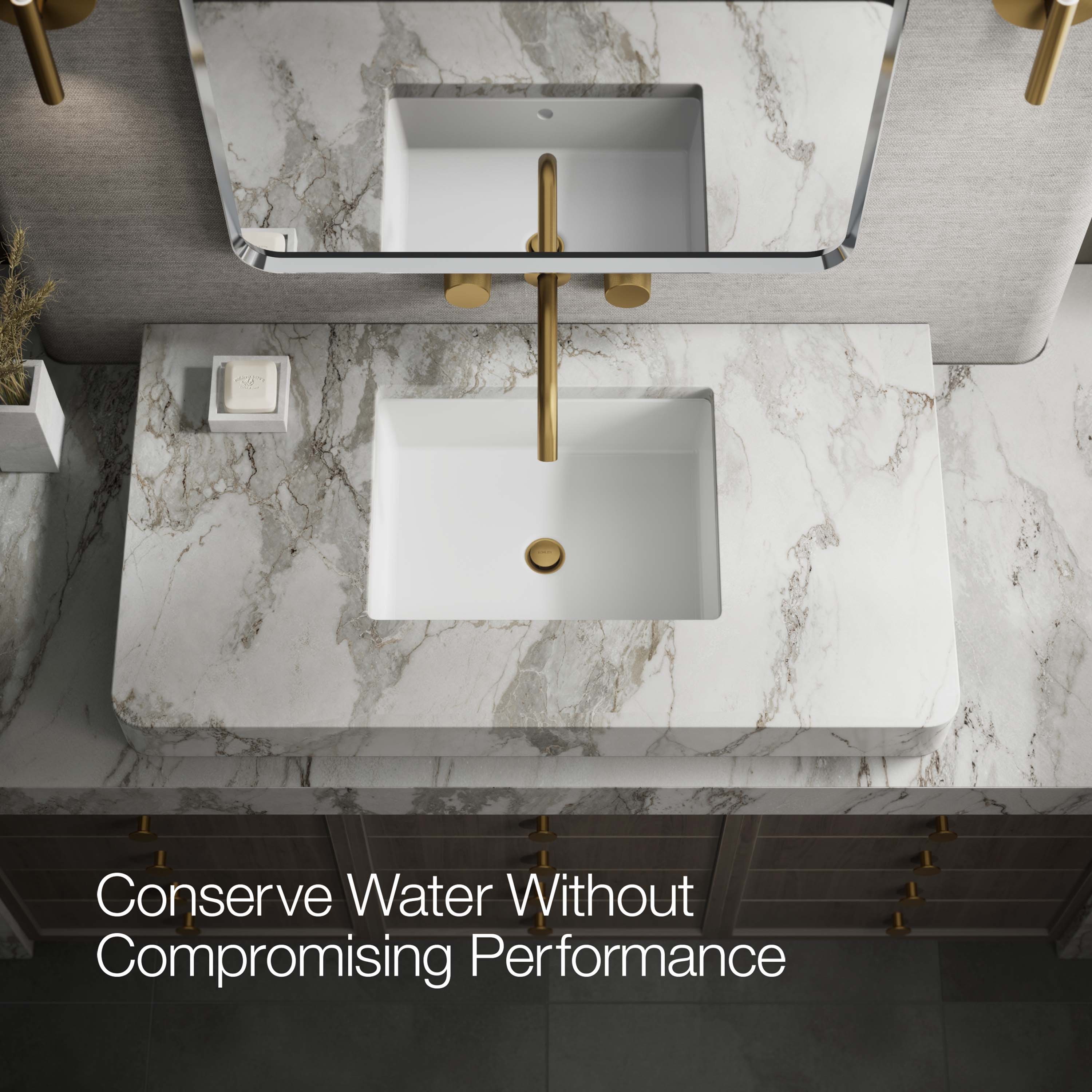 Maneral de grifería para lavabo de baño de dos manijas en latón moderno cepillado brillante KOHLER Vibrant - K-T77981-8-2MB