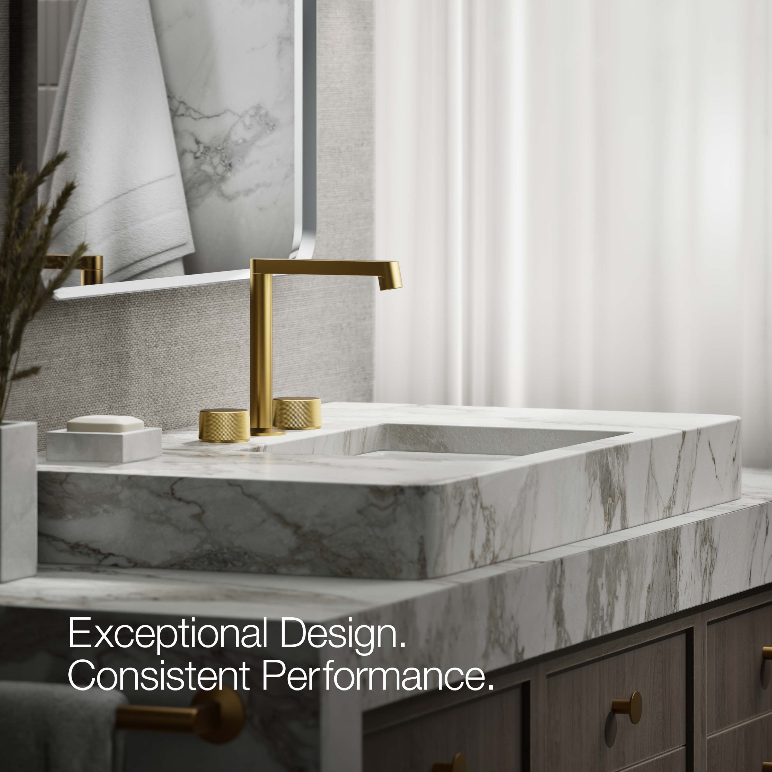 Manija de grifo de lavabo de baño de dos manijas en bronce moderno vibrante cepillado KOHLER K-77974-8-2MB