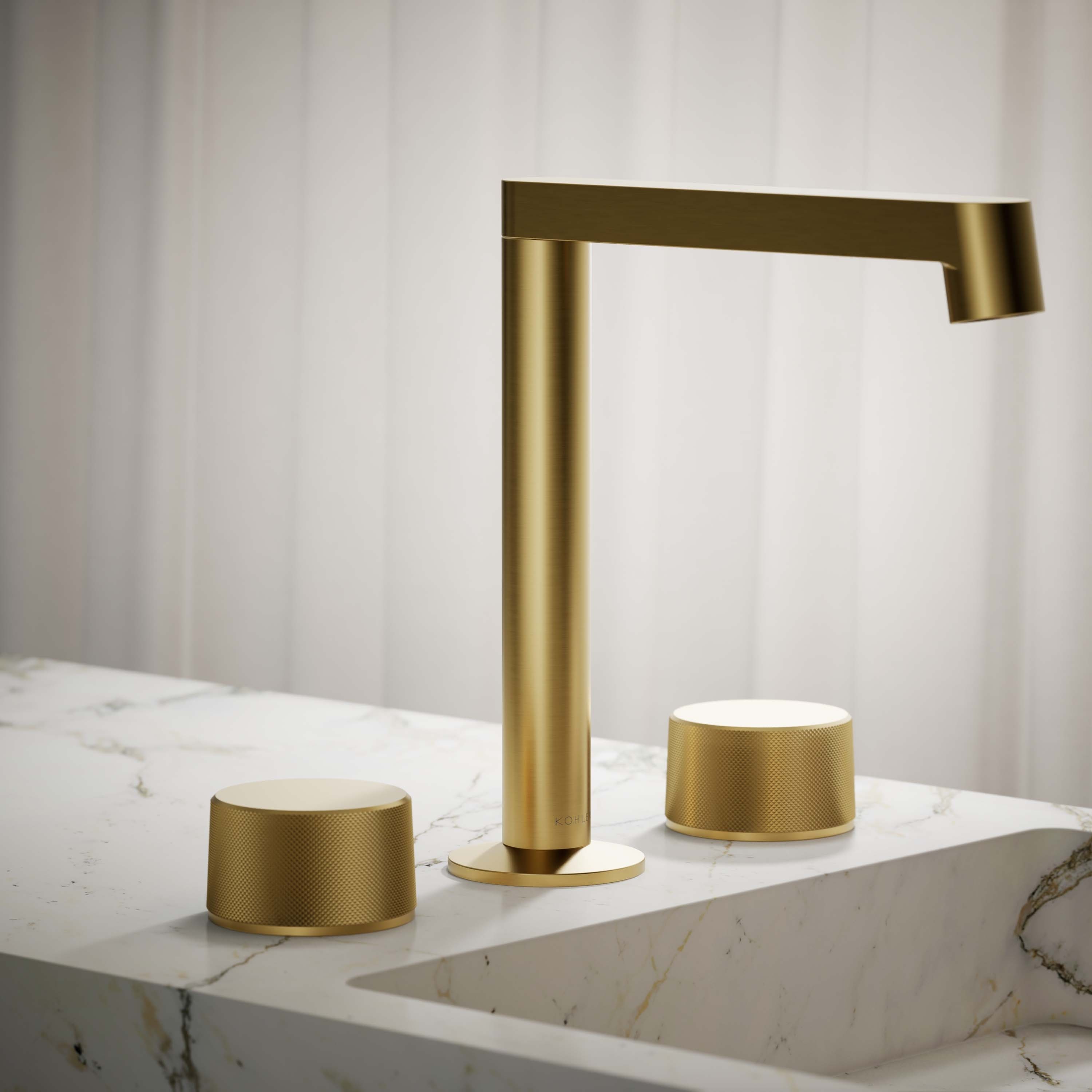 Manija de grifo de lavabo de baño de dos manijas en bronce moderno vibrante cepillado KOHLER K-77974-8-2MB
