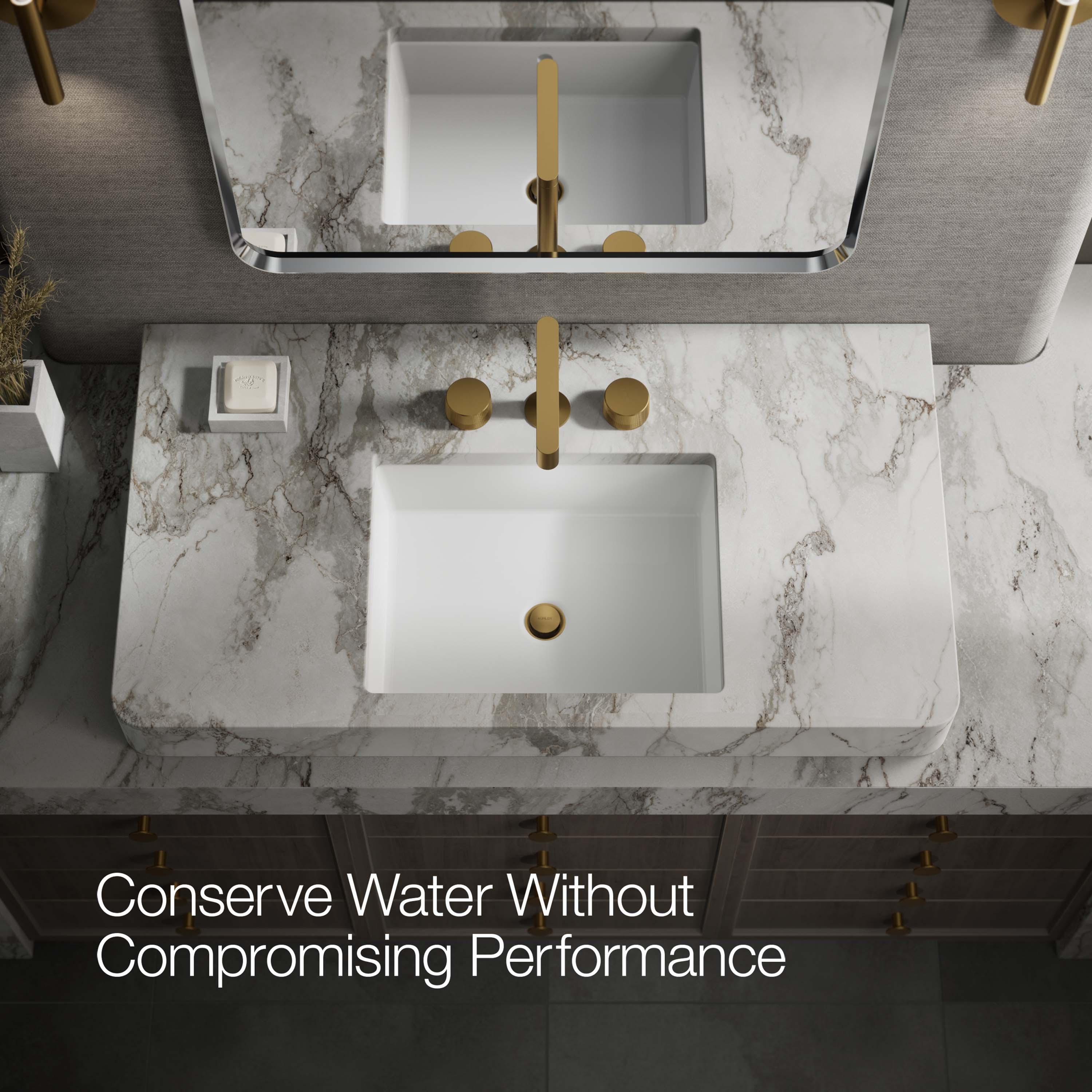 Manija de grifo de lavabo de baño de dos manijas en bronce moderno vibrante cepillado KOHLER K-77974-8-2MB