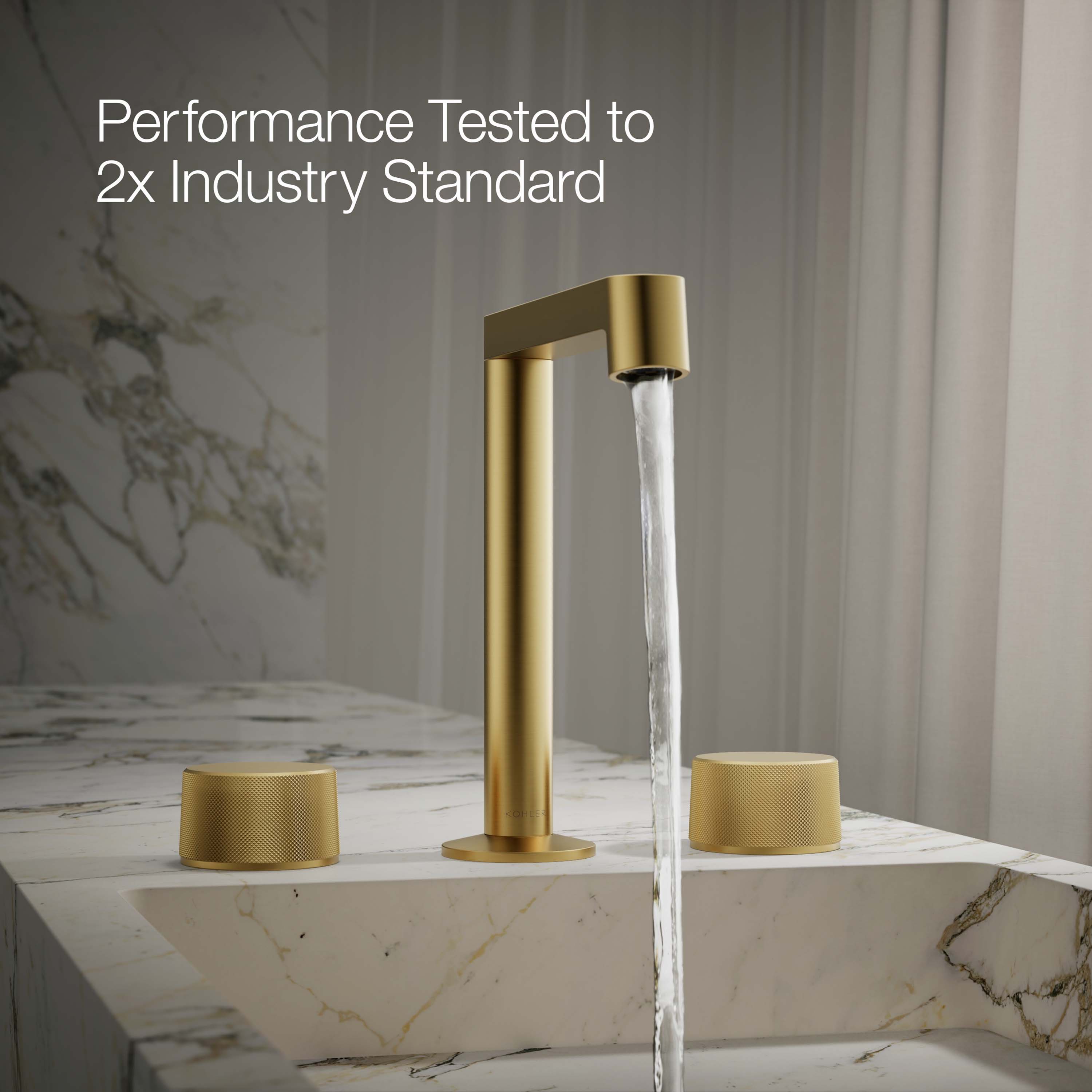 Manija de grifo de lavabo de baño de dos manijas en bronce moderno vibrante cepillado KOHLER K-77974-8-2MB