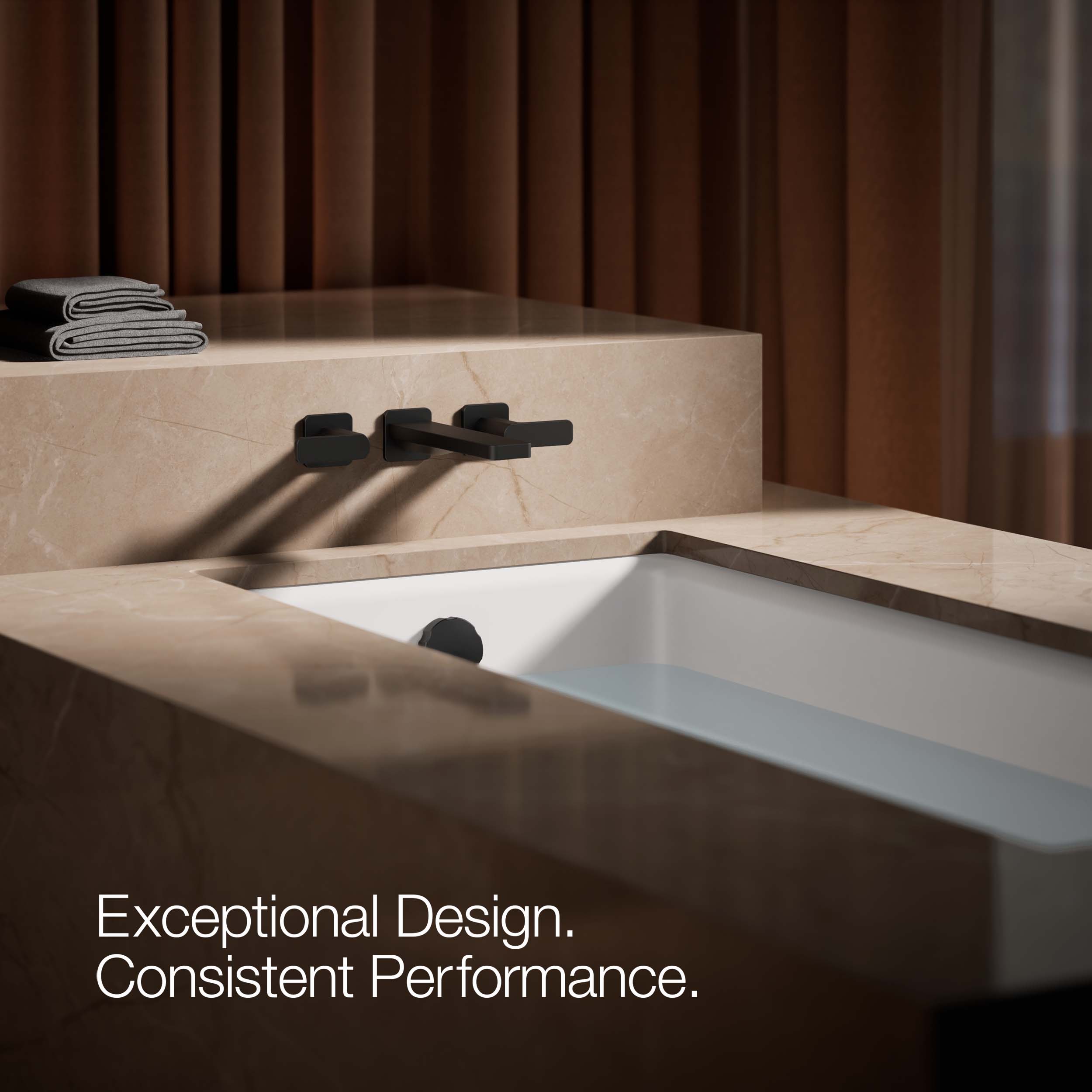 Manija del grifo de la bañera de dos manijas en negro mate KOHLER K-T23491-4-BL