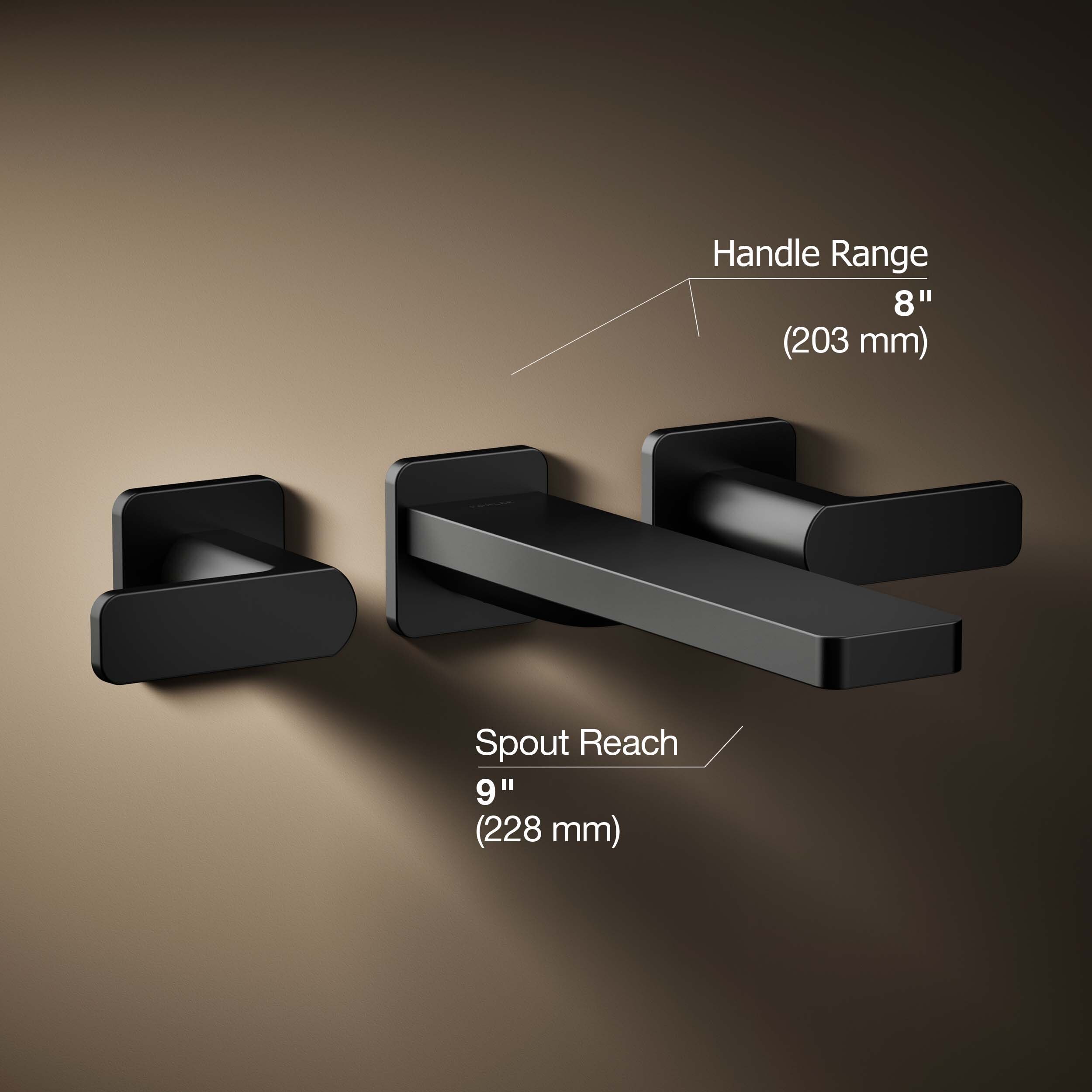 Manija del grifo de la bañera de dos manijas en negro mate KOHLER K-T23491-4-BL