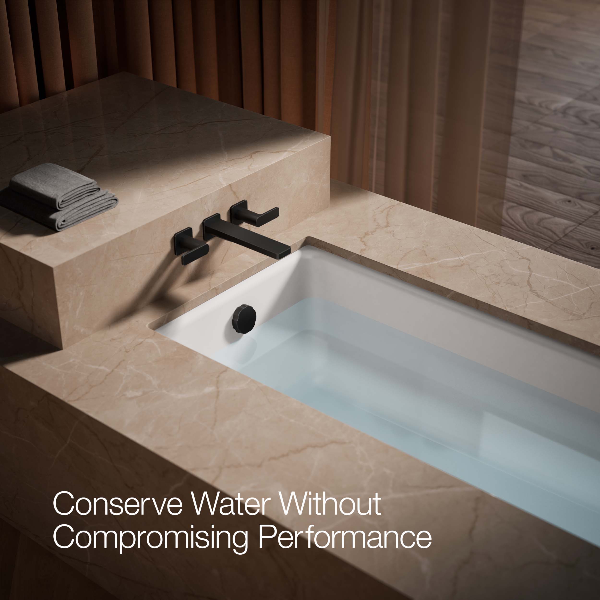 Manija del grifo de la bañera de dos manijas en negro mate KOHLER K-T23491-4-BL