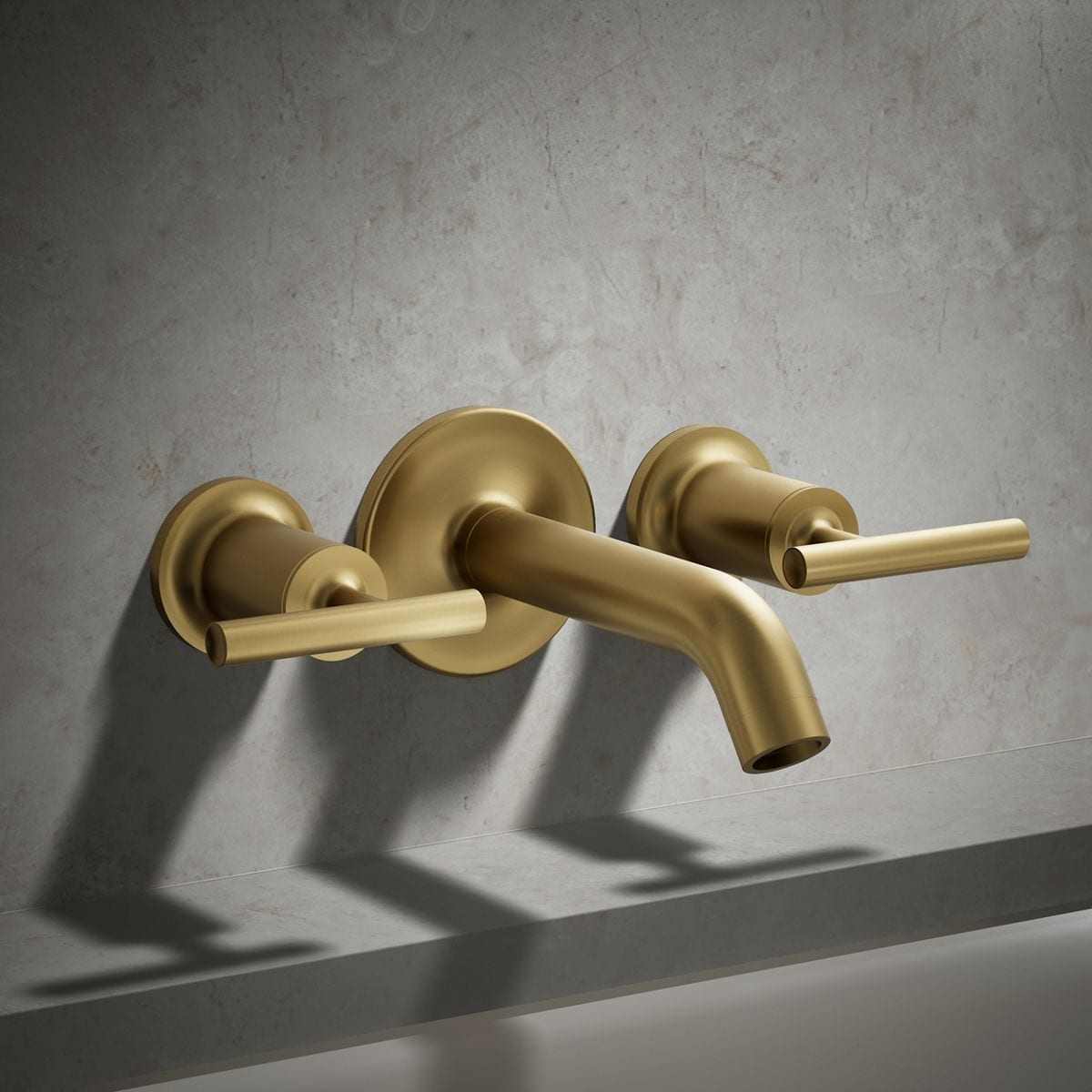 Manija de grifo para bañera de dos manijas en latón moderno vibrante cepillado KOHLER K-T14429-4-2MB