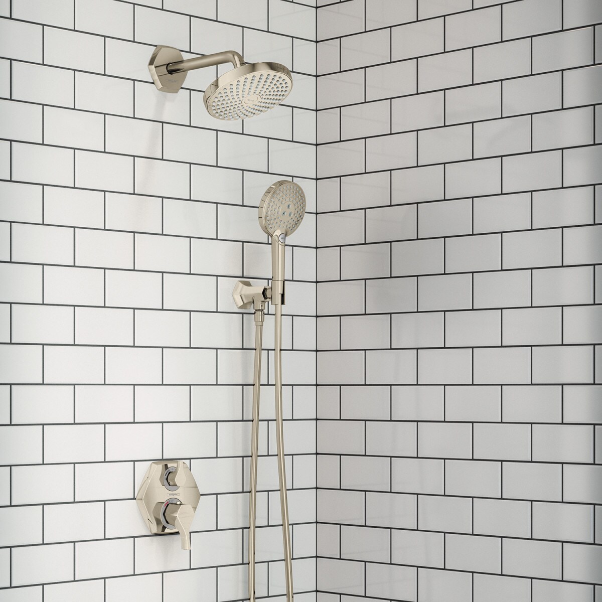 Maneral de grifo de ducha de 2 mandos en níquel pulido Hansgrohe 04820830