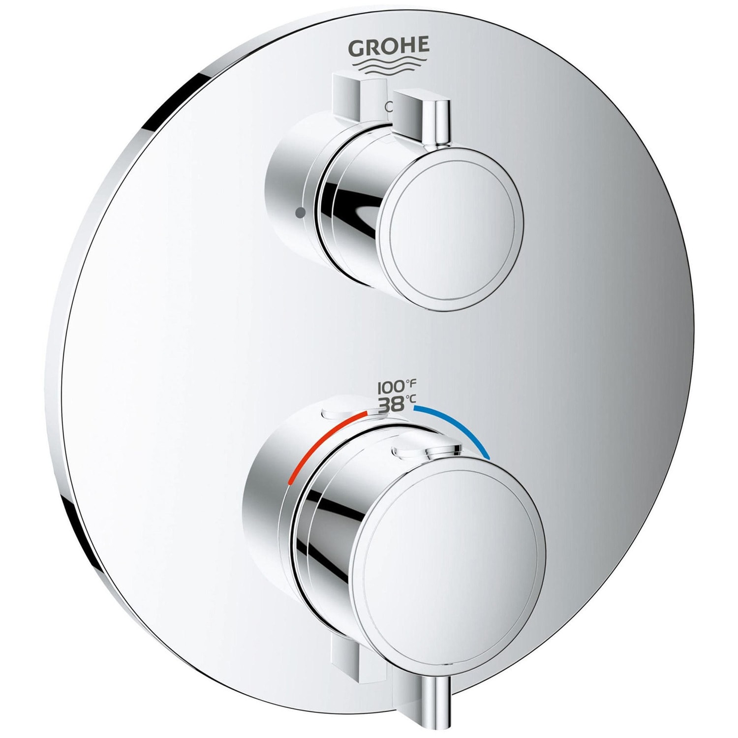 Grifería de ducha de dos manijas GROHE acabado cromo Starlight, modelo 24107000.