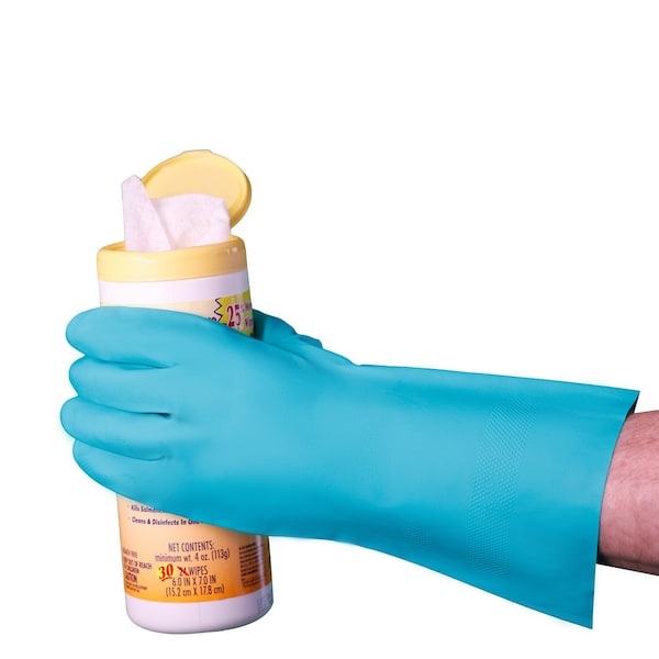 Guantes resistentes a productos químicos de nitrilo verde sin forro, puño recto de 13", paquete de 288 - C14A29