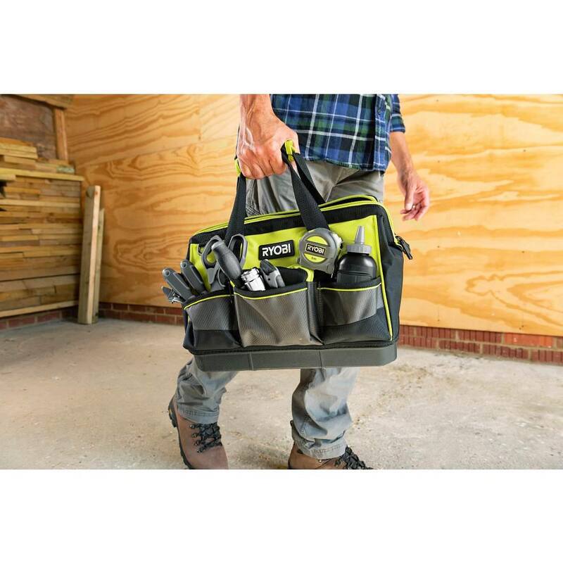 Clavadora inalámbrica RYOBI ONE+ 18V calibre 18 AirStrike con batería de 4.0 Ah, cargador y bolsa de herramientas de 16 pulgadas - P321K1-STS603