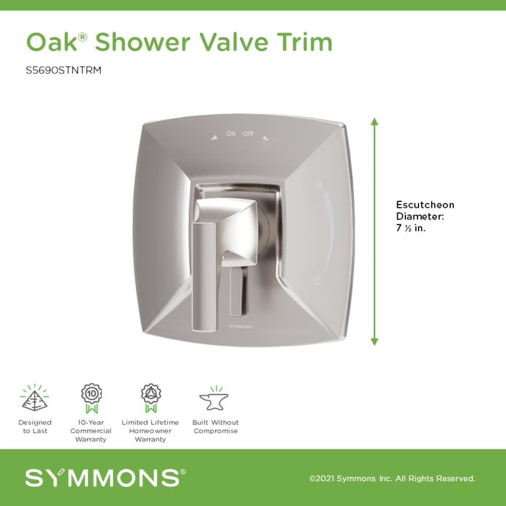 Mango de Llave para Regadera Symmons Oak con Acabado en Níquel Satinado