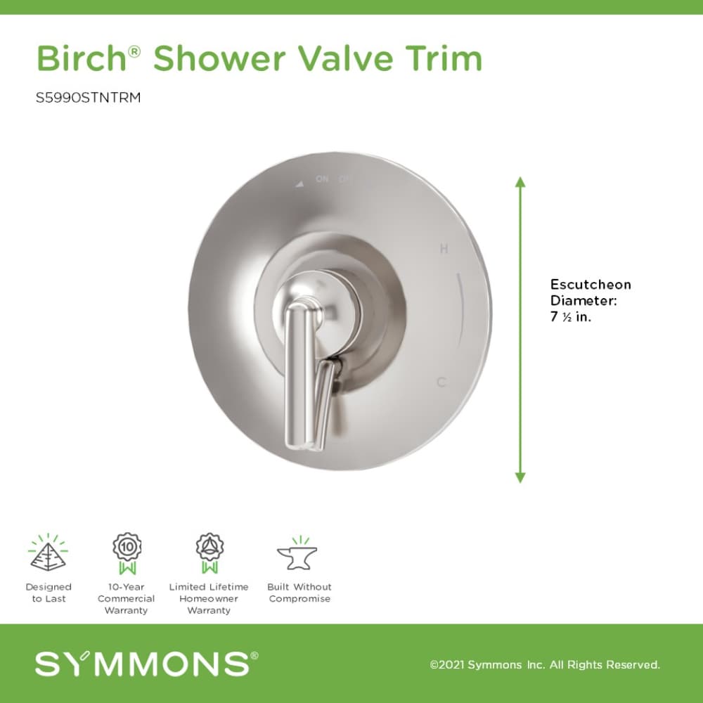 Mango de llave para regadera Symmons Birch en níquel satinado