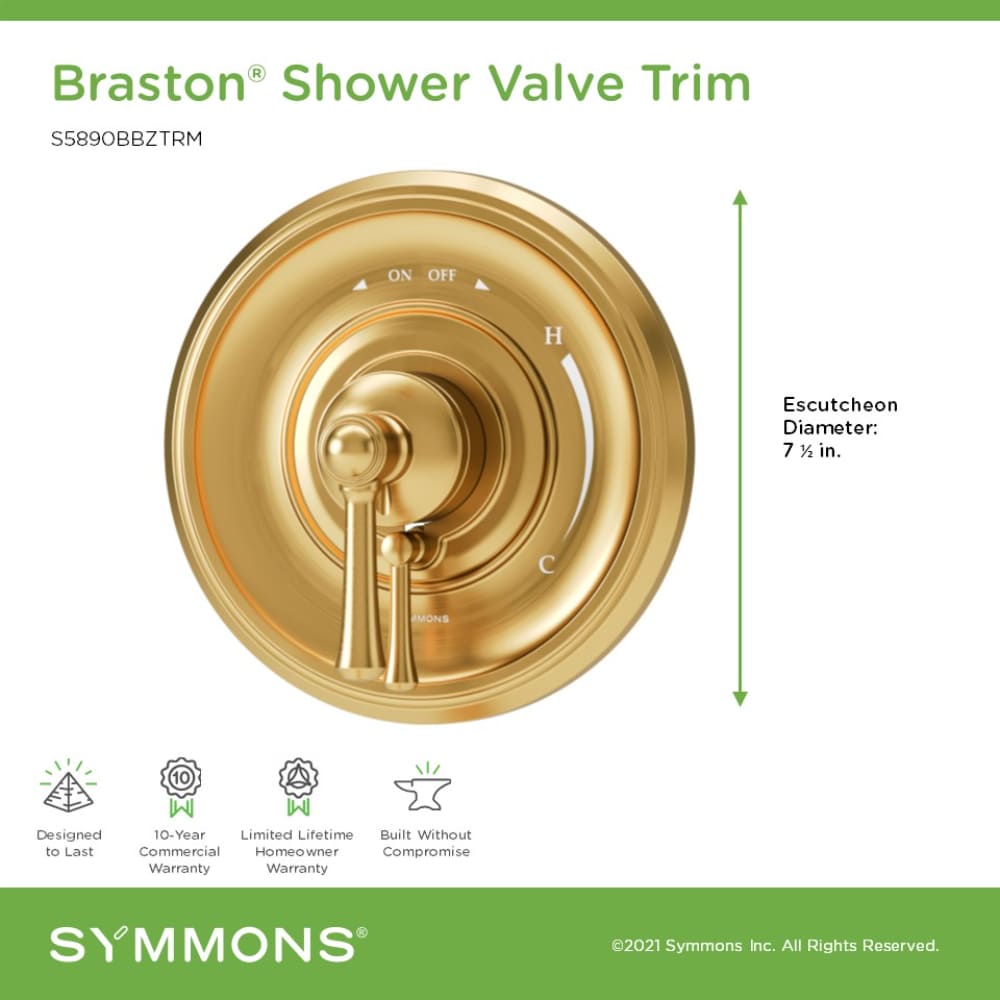 Maneral de la regadera Symmons Braston en bronce cepillado 5890BBZTRM
