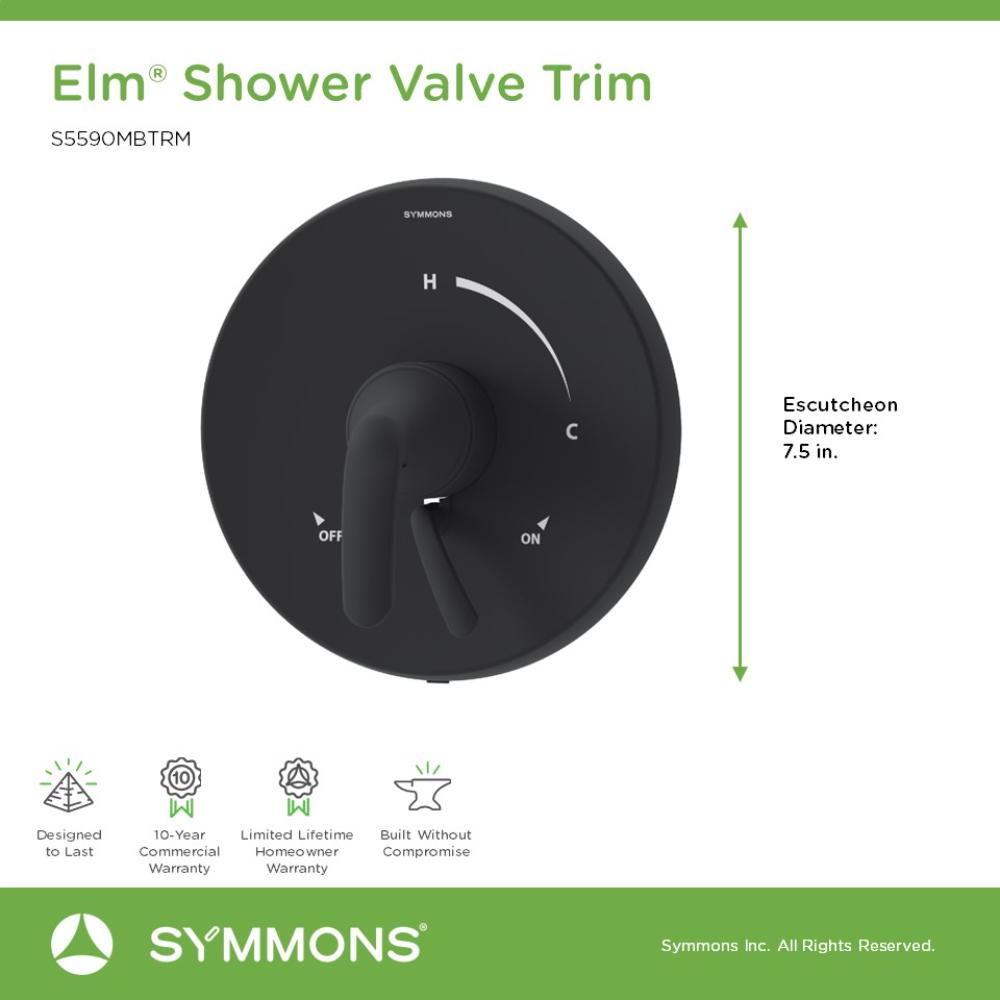 Manija de grifo para ducha Symmons Elm en negro mate