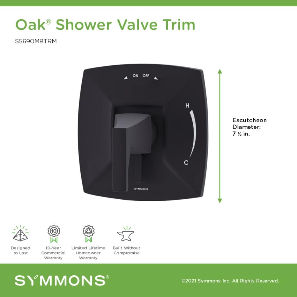 Manija de grifo de ducha Symmons Oak en negro mate