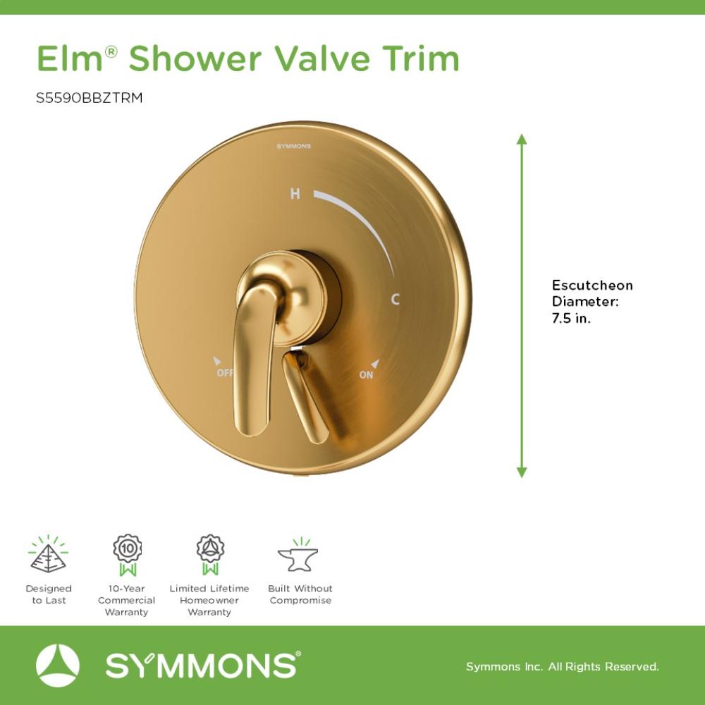 Mango de llave de regadera Symmons Elm en bronce bruñido con palanca S5590BBZTRM