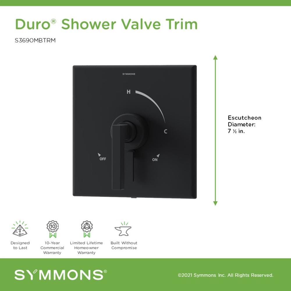 Maneral de ducha en negro mate de la marca Symmons Duro (S3690MBTRM)
