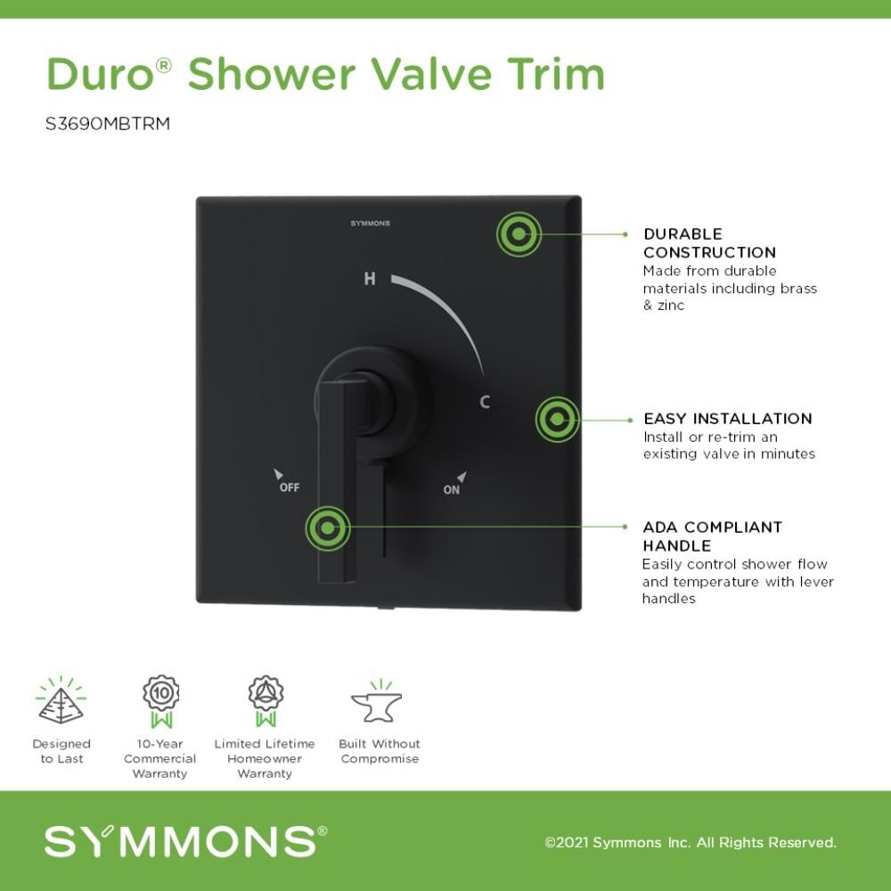 Maneral de ducha en negro mate de la marca Symmons Duro (S3690MBTRM)