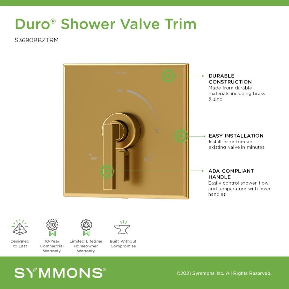 Manija de grifo de ducha Symmons Duro en bronce cepillado 3690BBZTRM