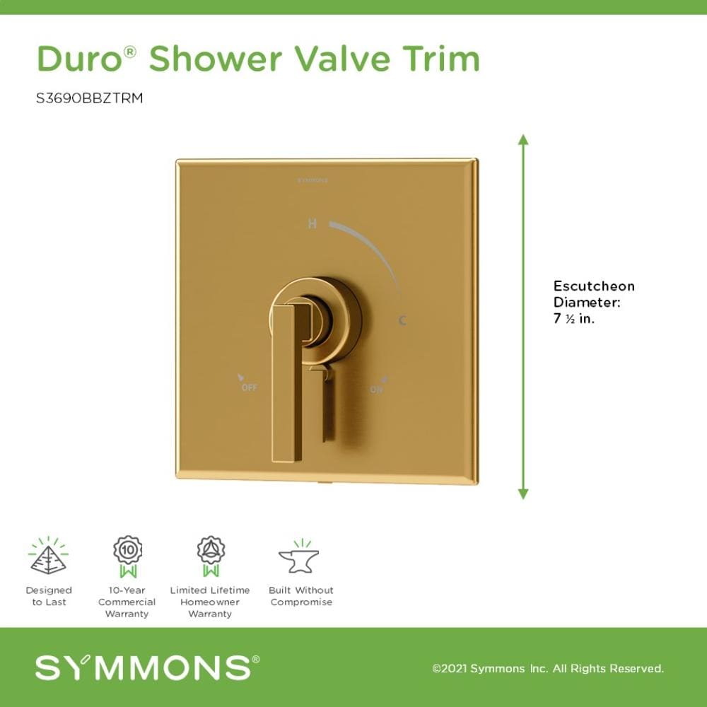 Manija de grifo de ducha Symmons Duro en bronce cepillado con palanca, modelo S3690BBZTRM