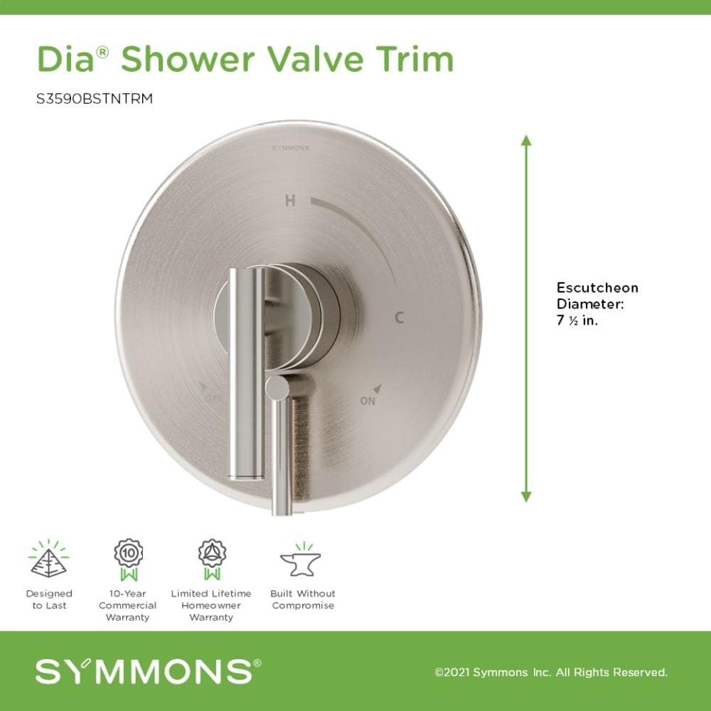 Mango de grifo de regadera Symmons Dia en níquel satinado con palanca - 3590BSTNTRM