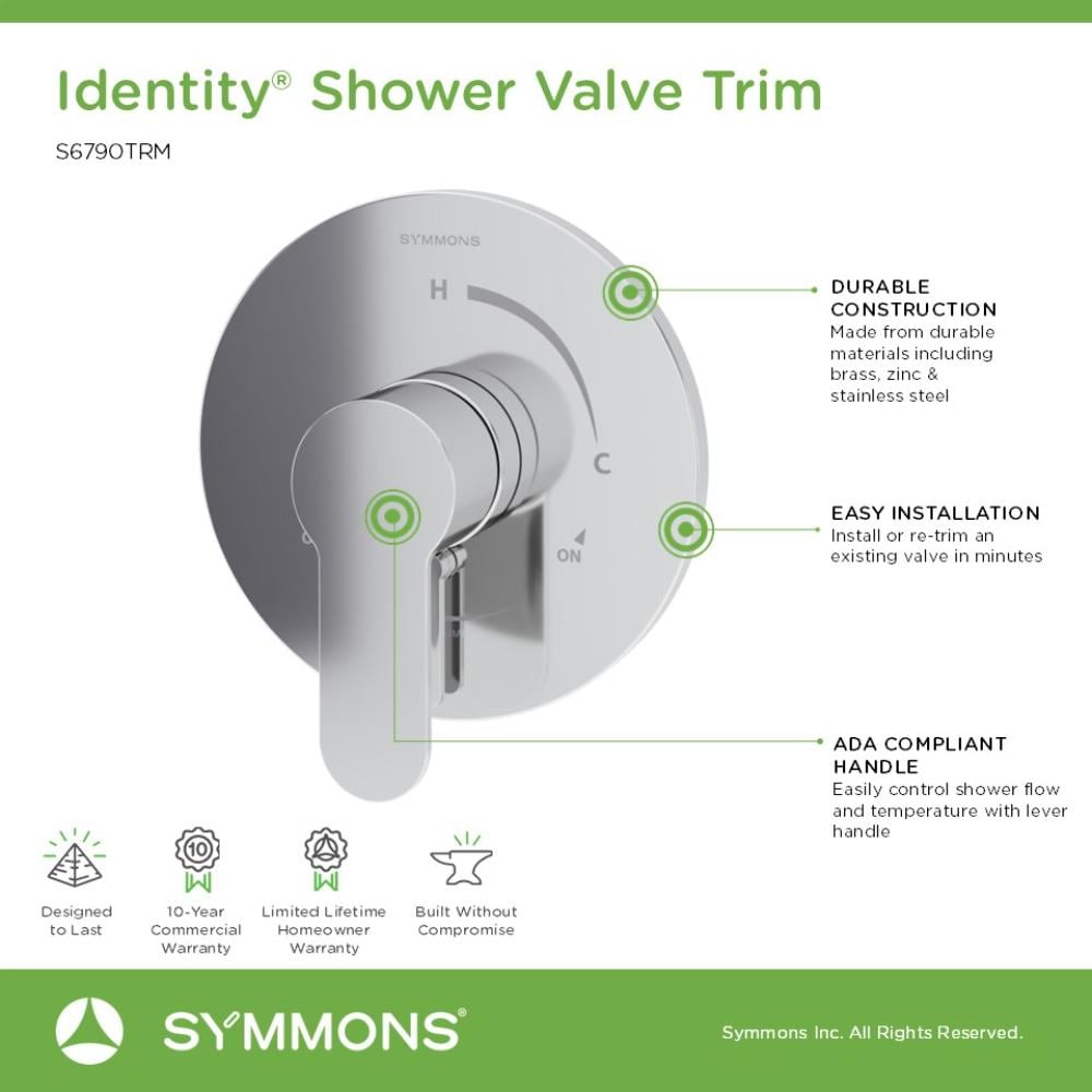 Maneral de grifo para regadera Symmons Identity en cromo pulido 6790TRM